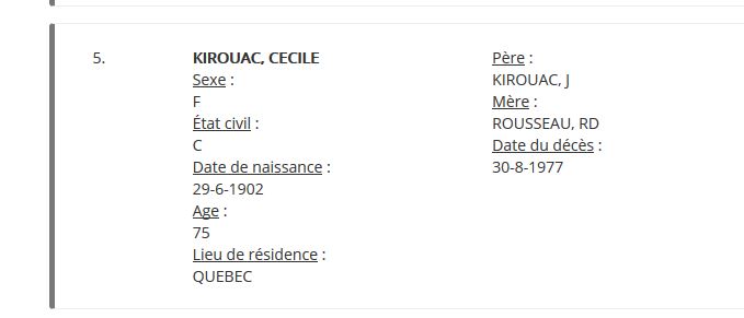 Mention du décès