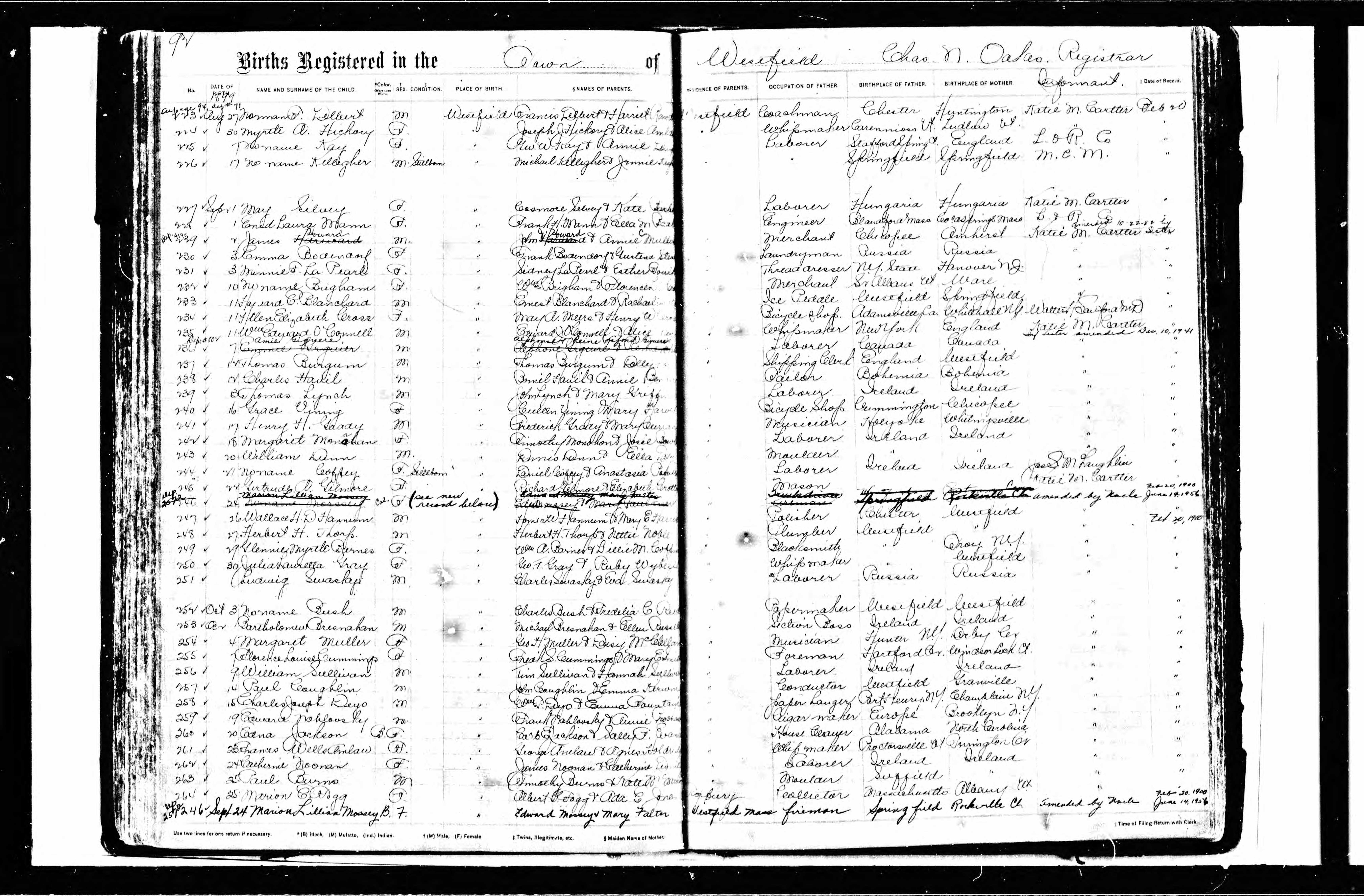 Enregistrement de la naissance