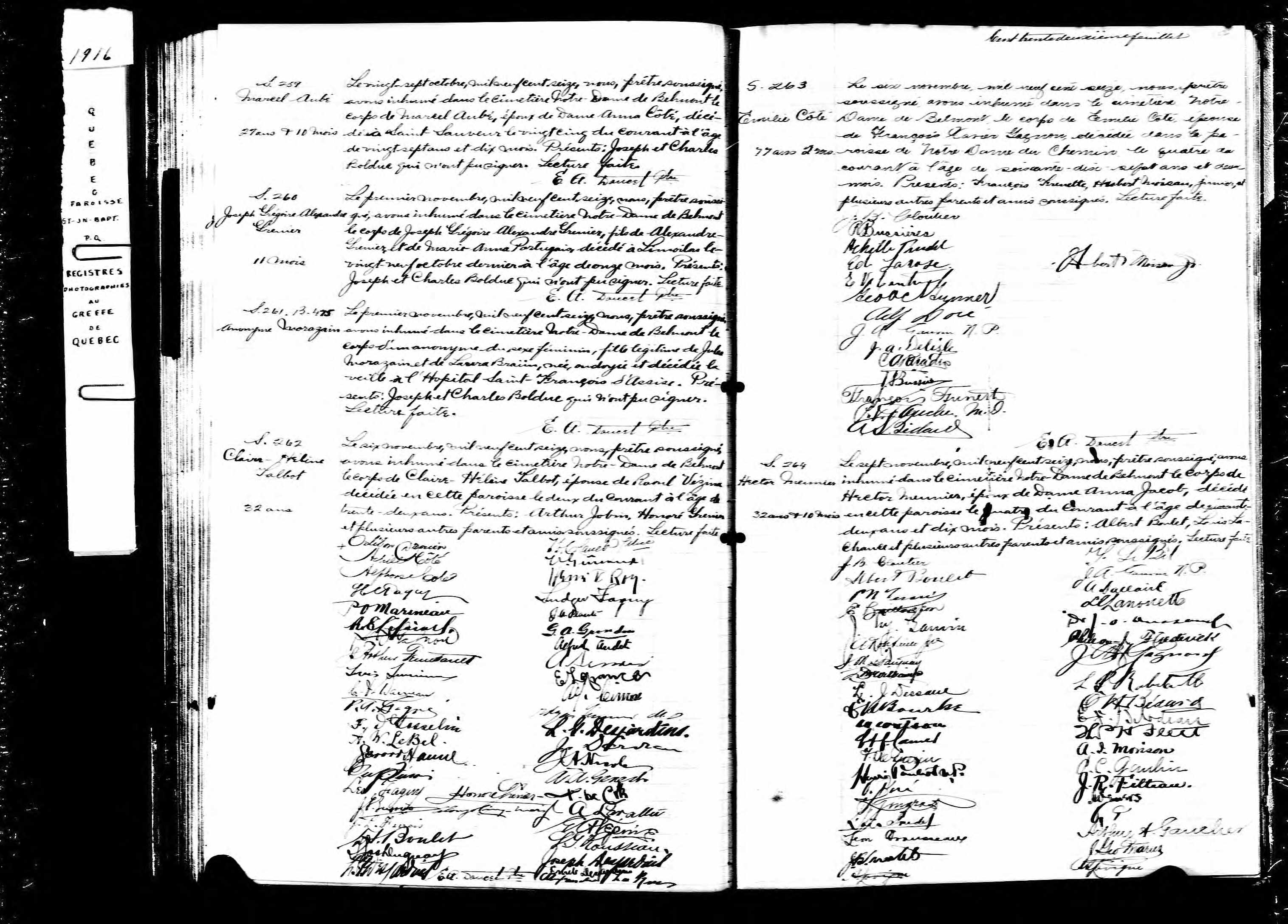 Acte de sépulture Acte de sépulture