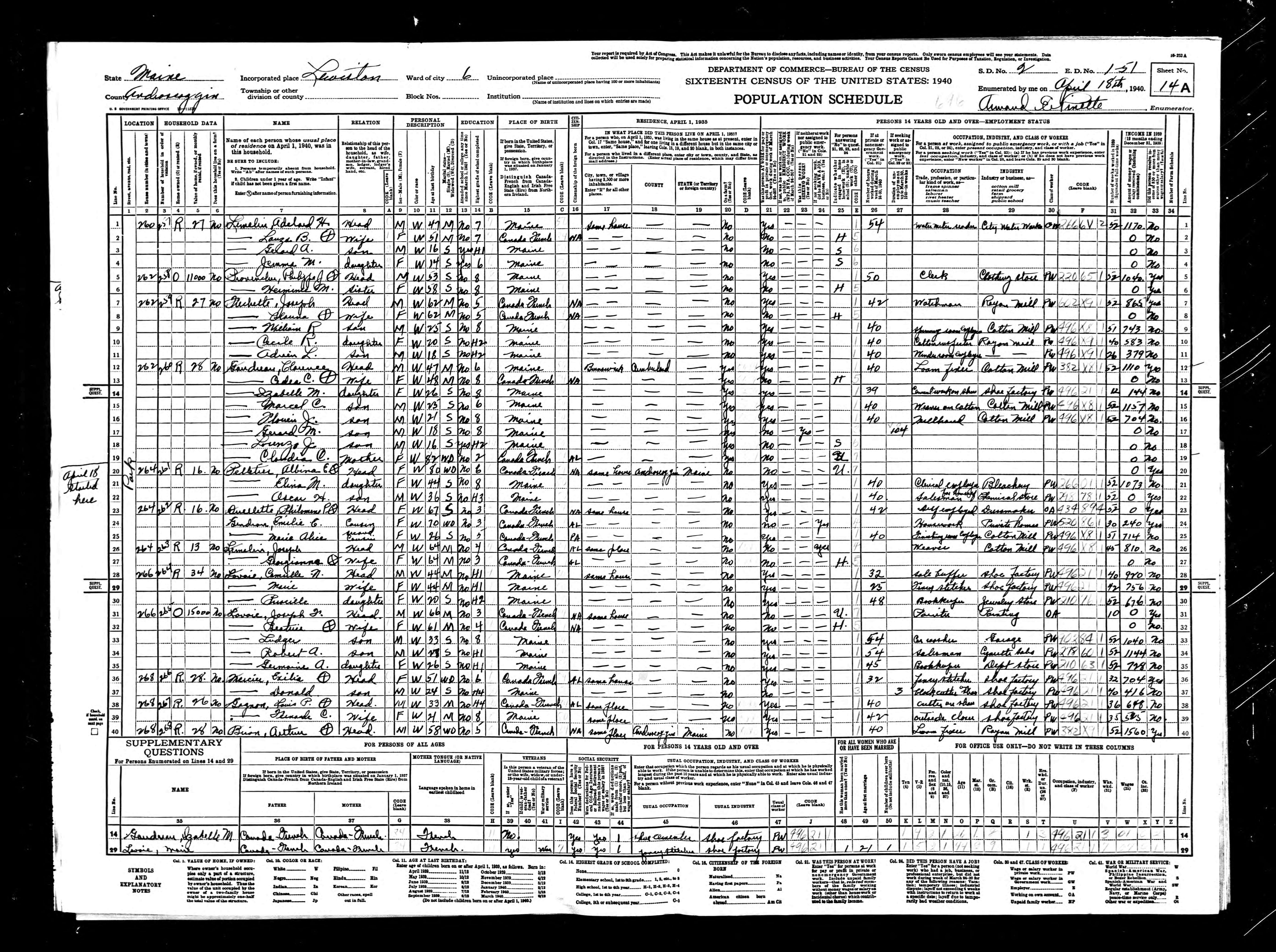 Recensement fédéral américain 1940
