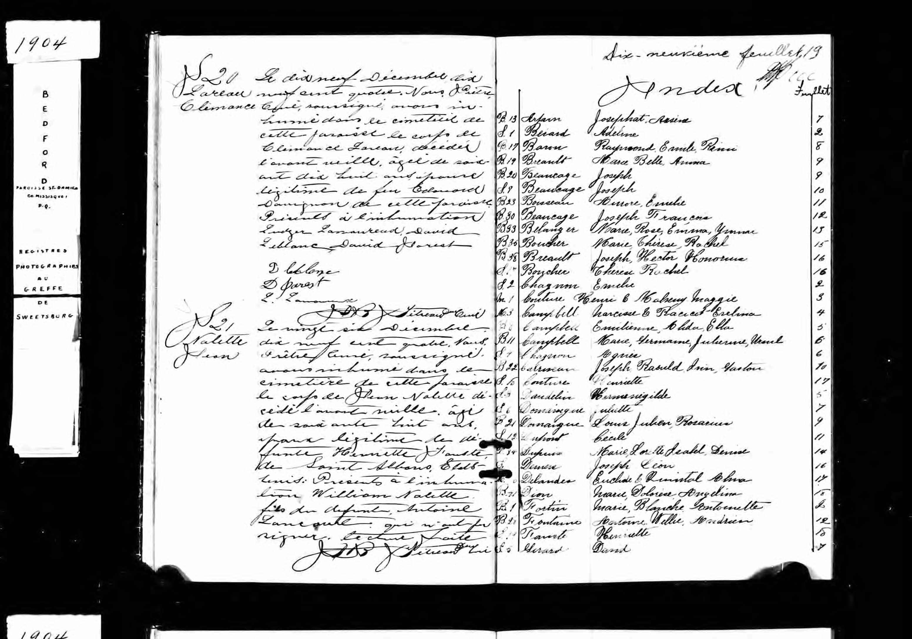 Acte de sépulture