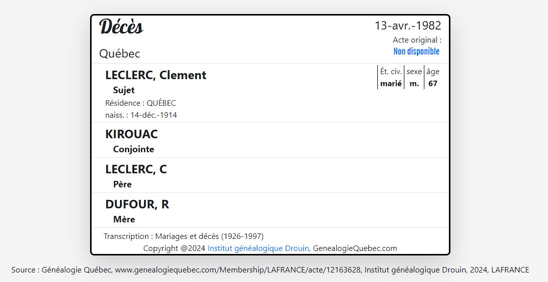 Mention du décès