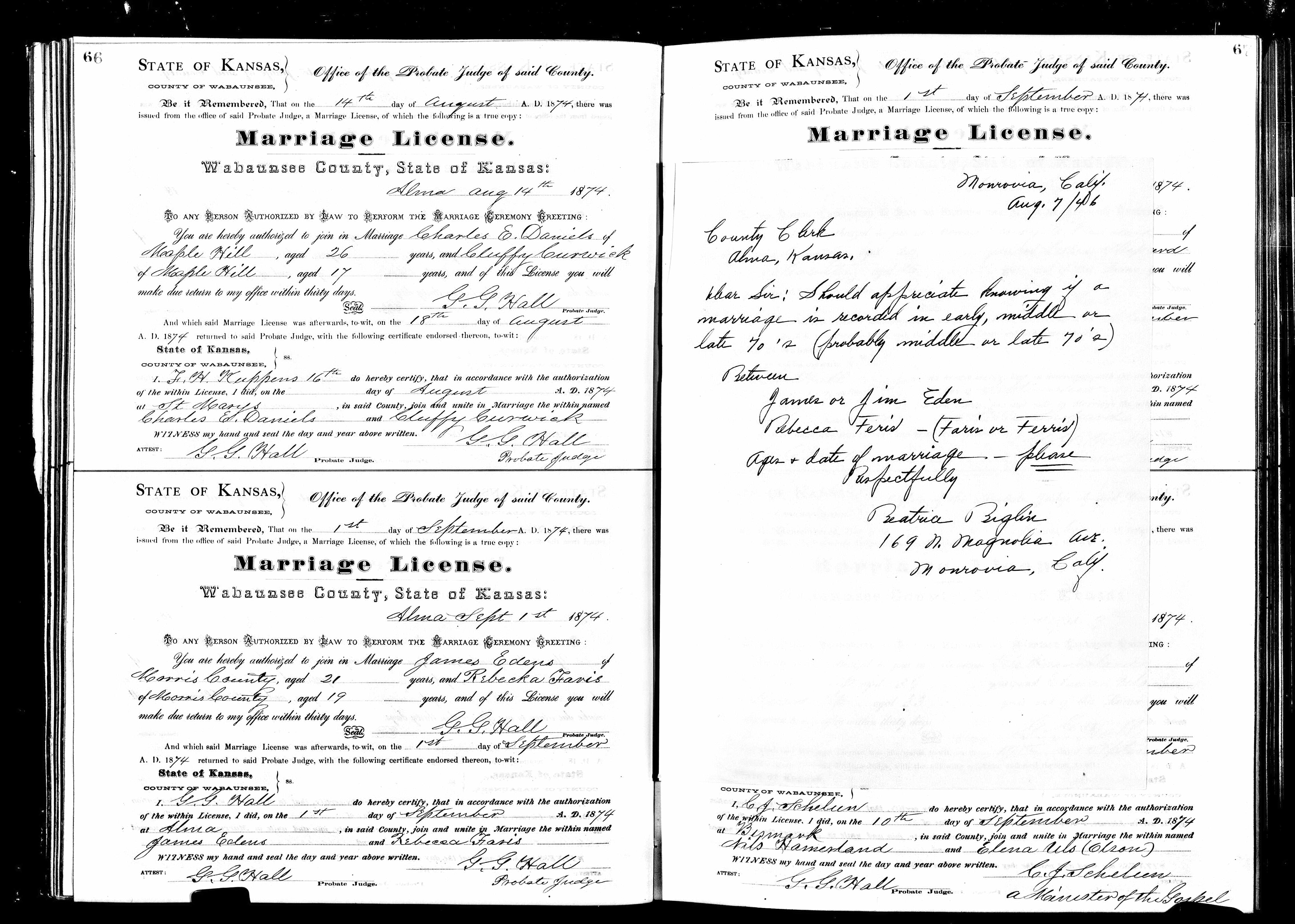 Enregistrement du mariage