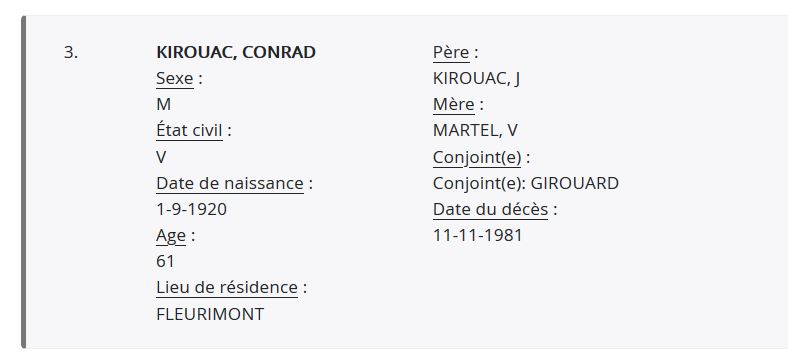 Mention du décès Mention du décès