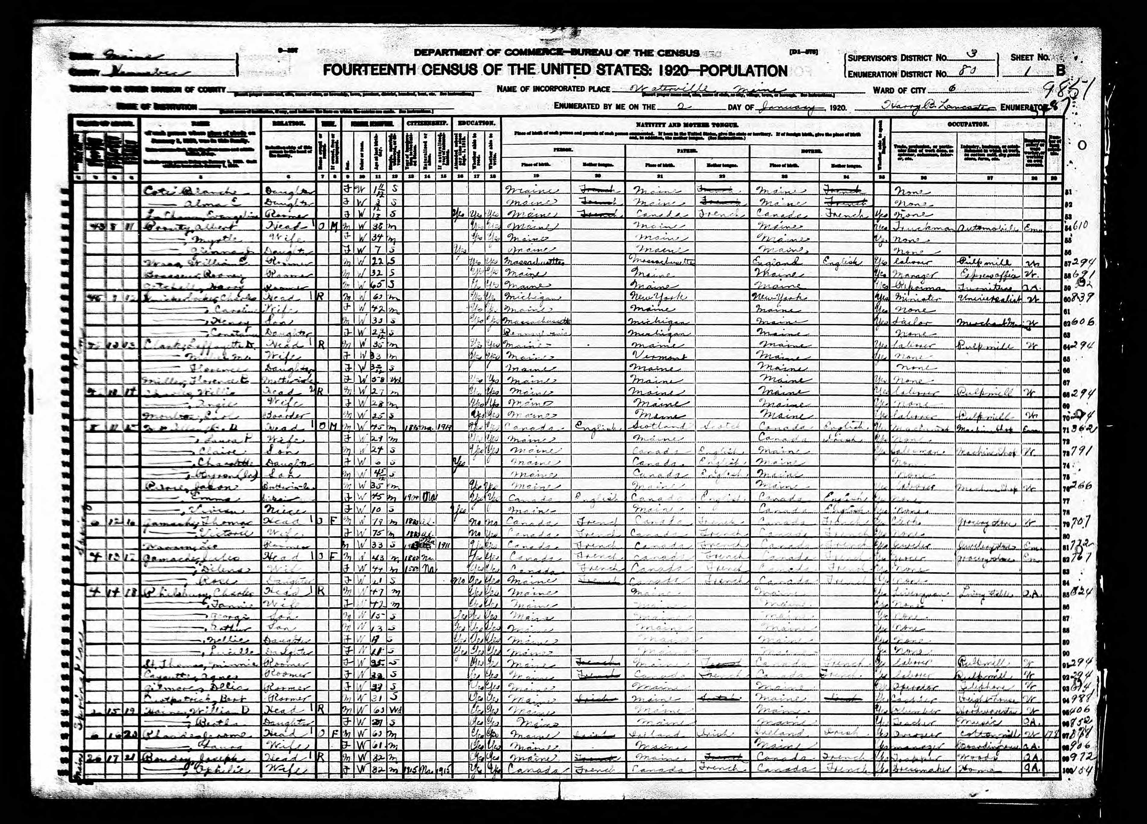 Recensement fédéral américain 1920