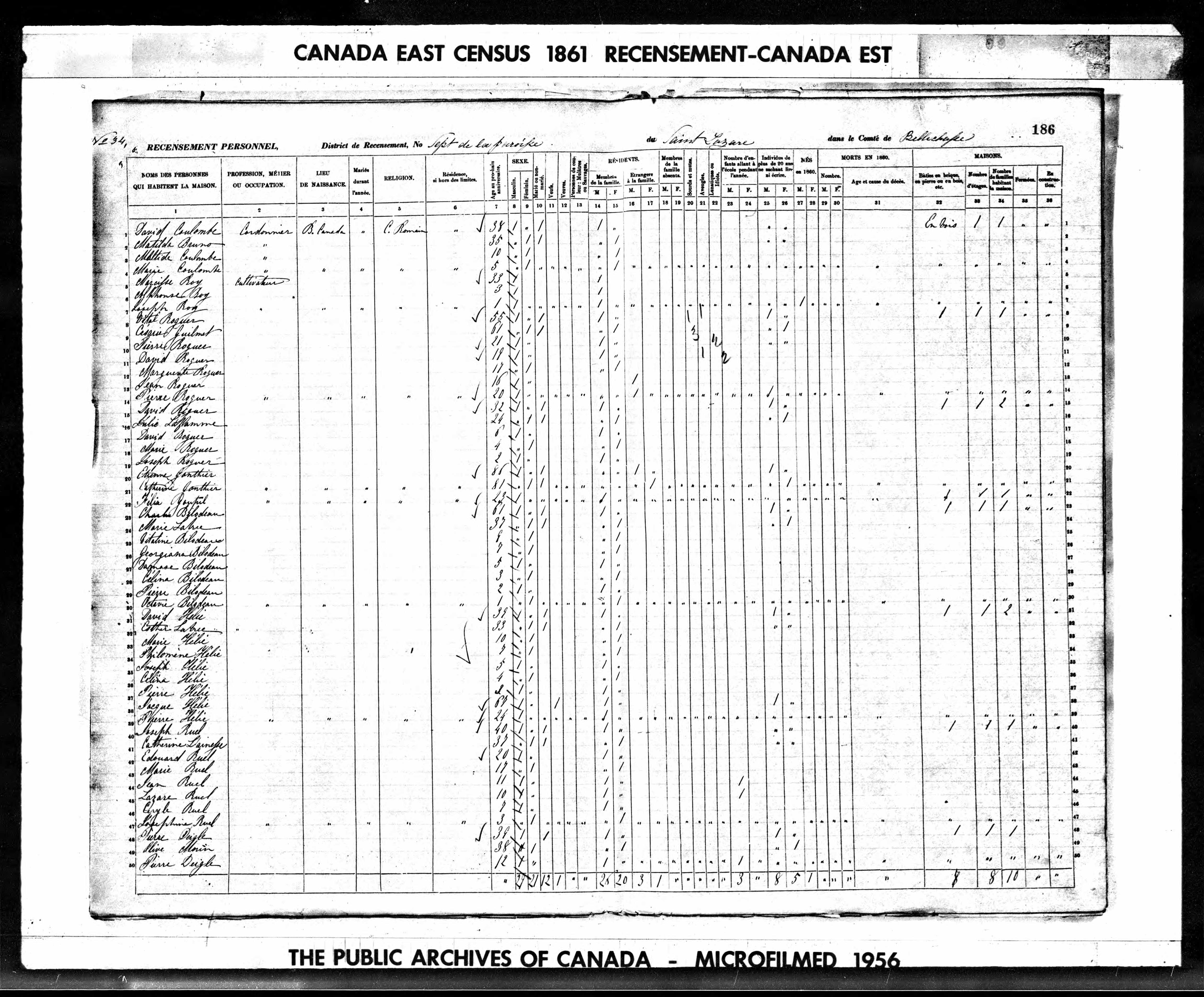 Recensement canadien 1861
