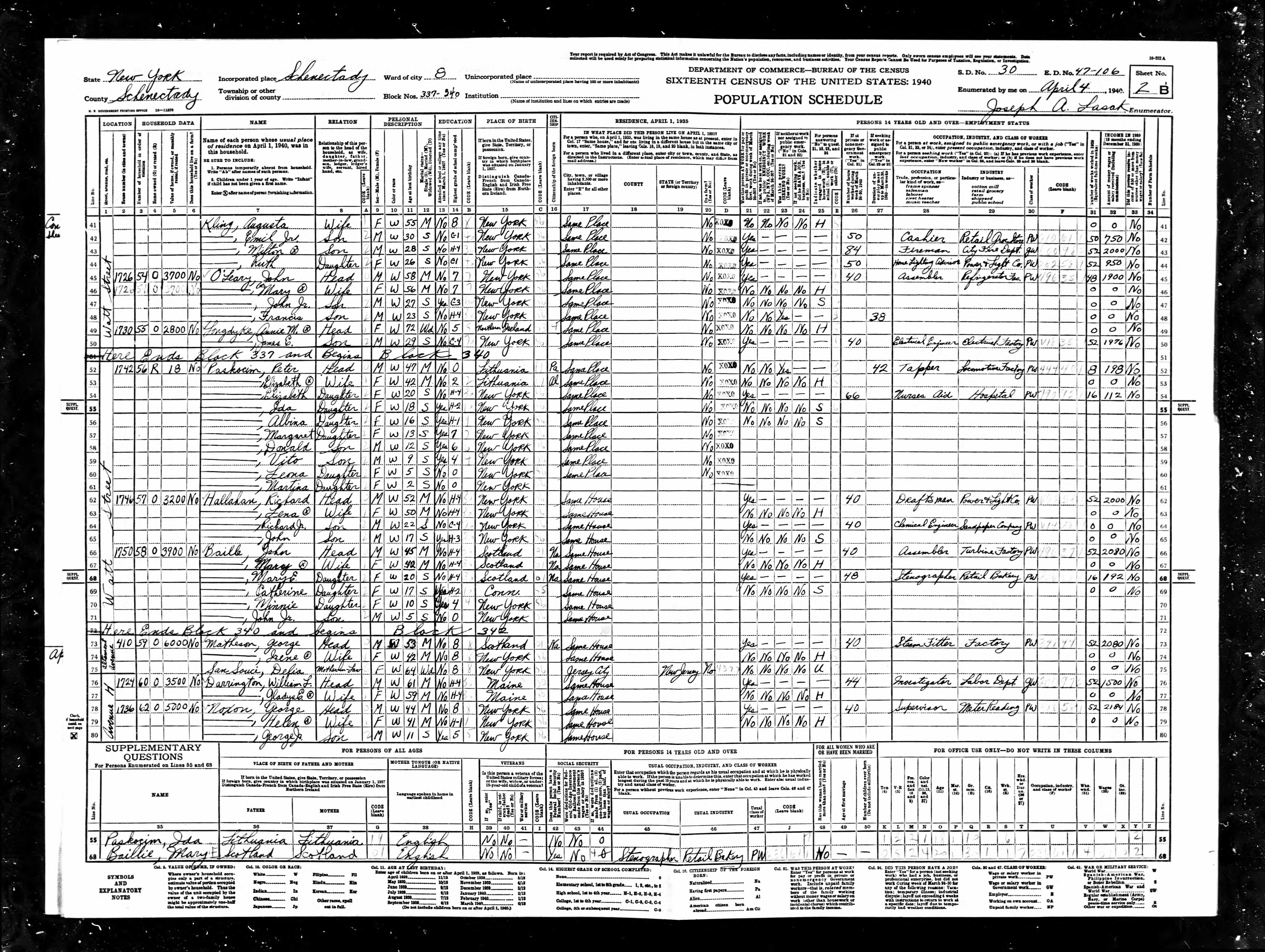 Recensement fédéral américain 1940