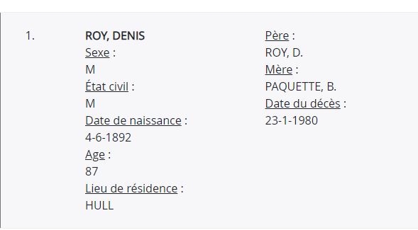 Mention du décès
