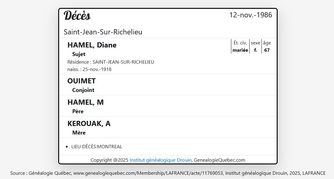 Mention du décès