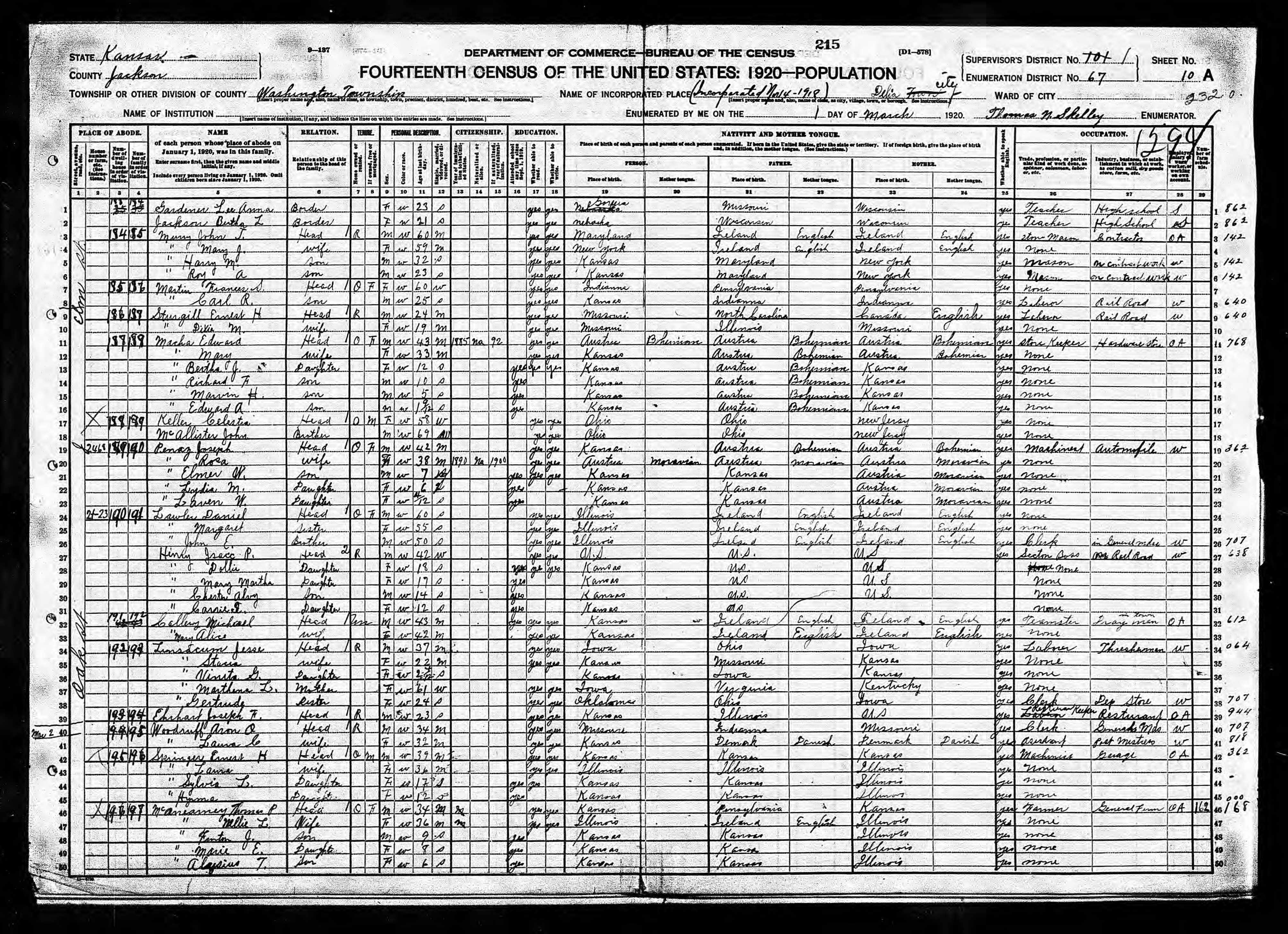 Recensement fédéral américain 1920