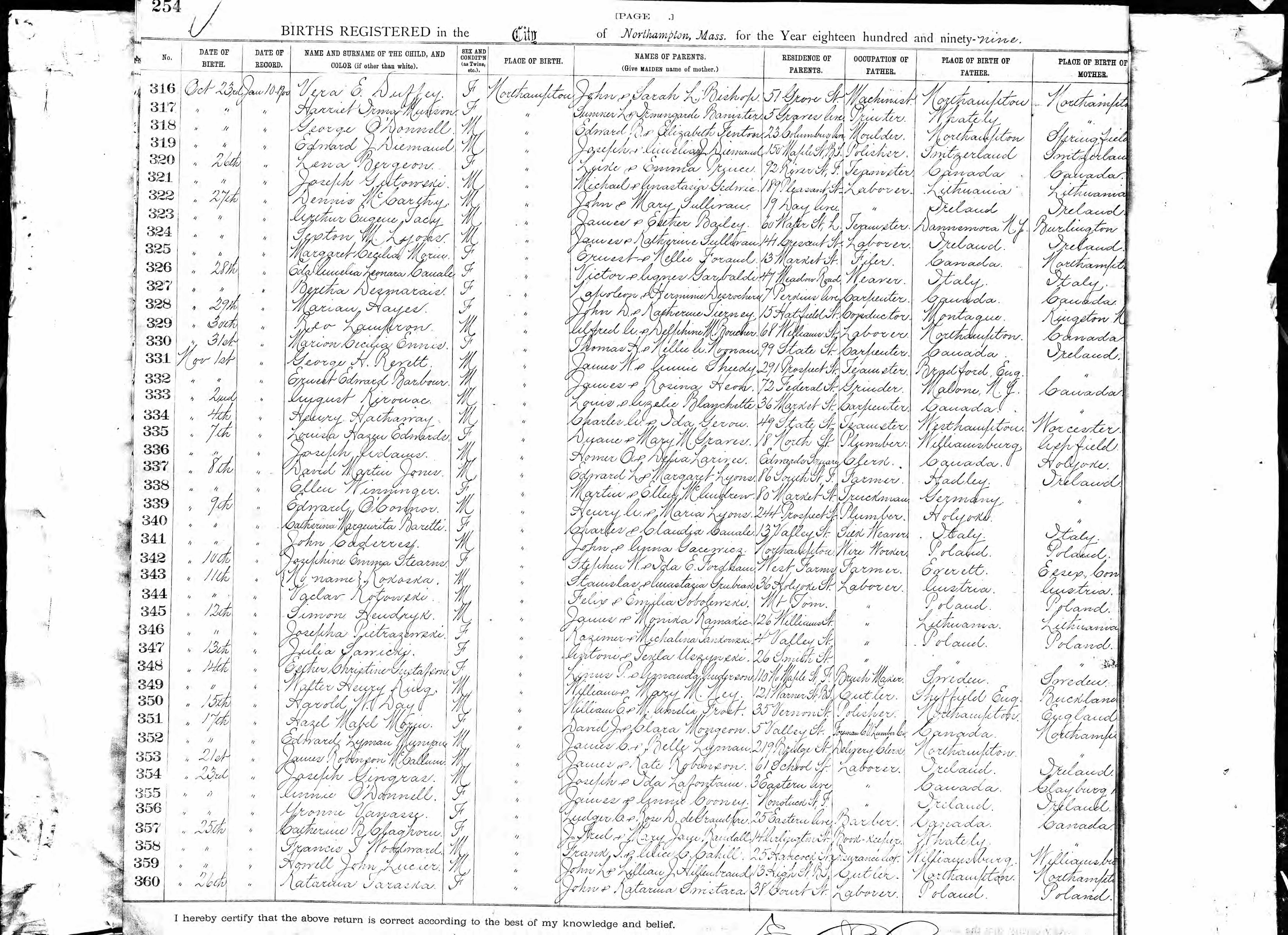 Enregistrement de la naissance Enregistrement de la naissance