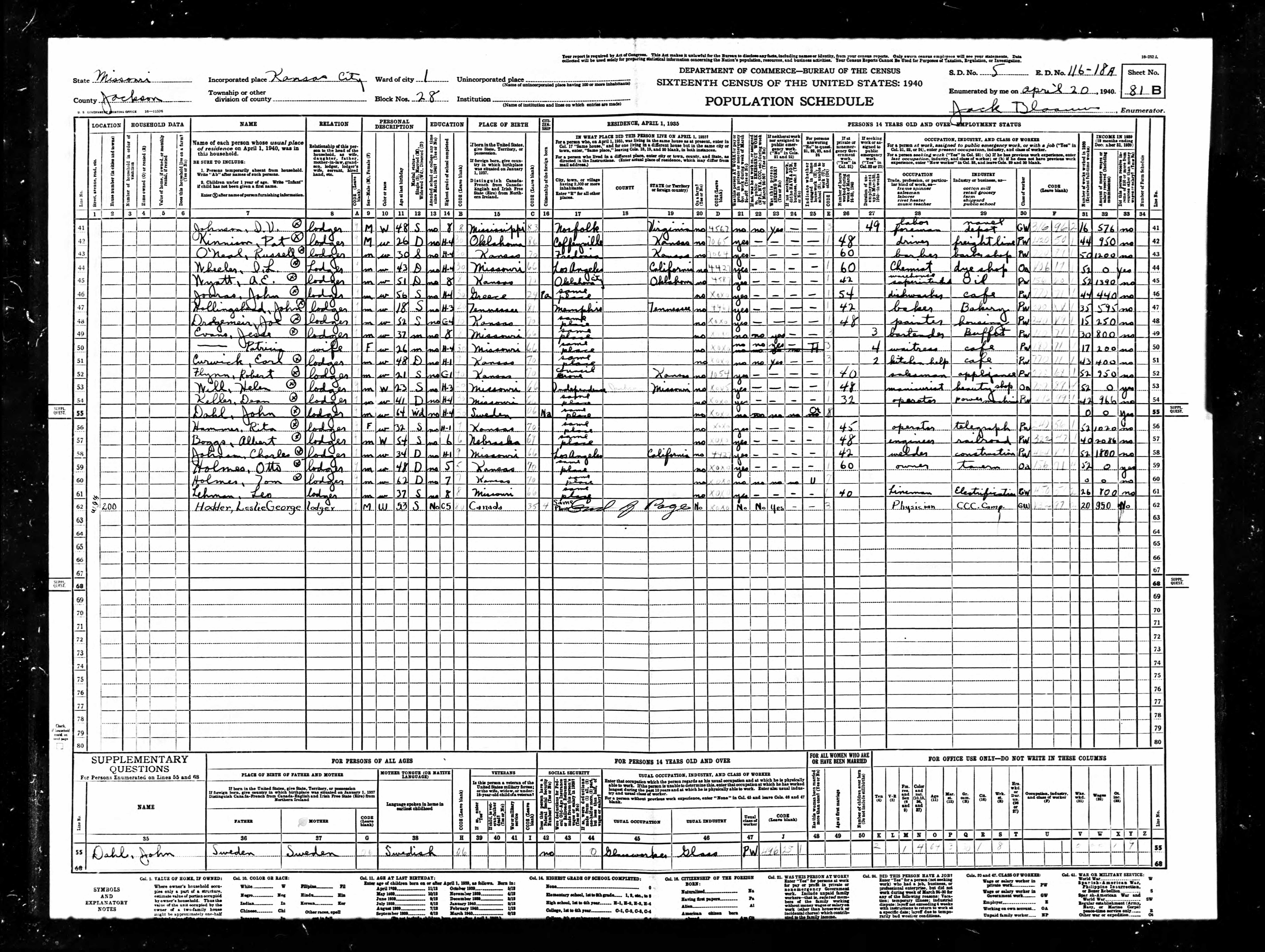Recensement fédéral américain 1940