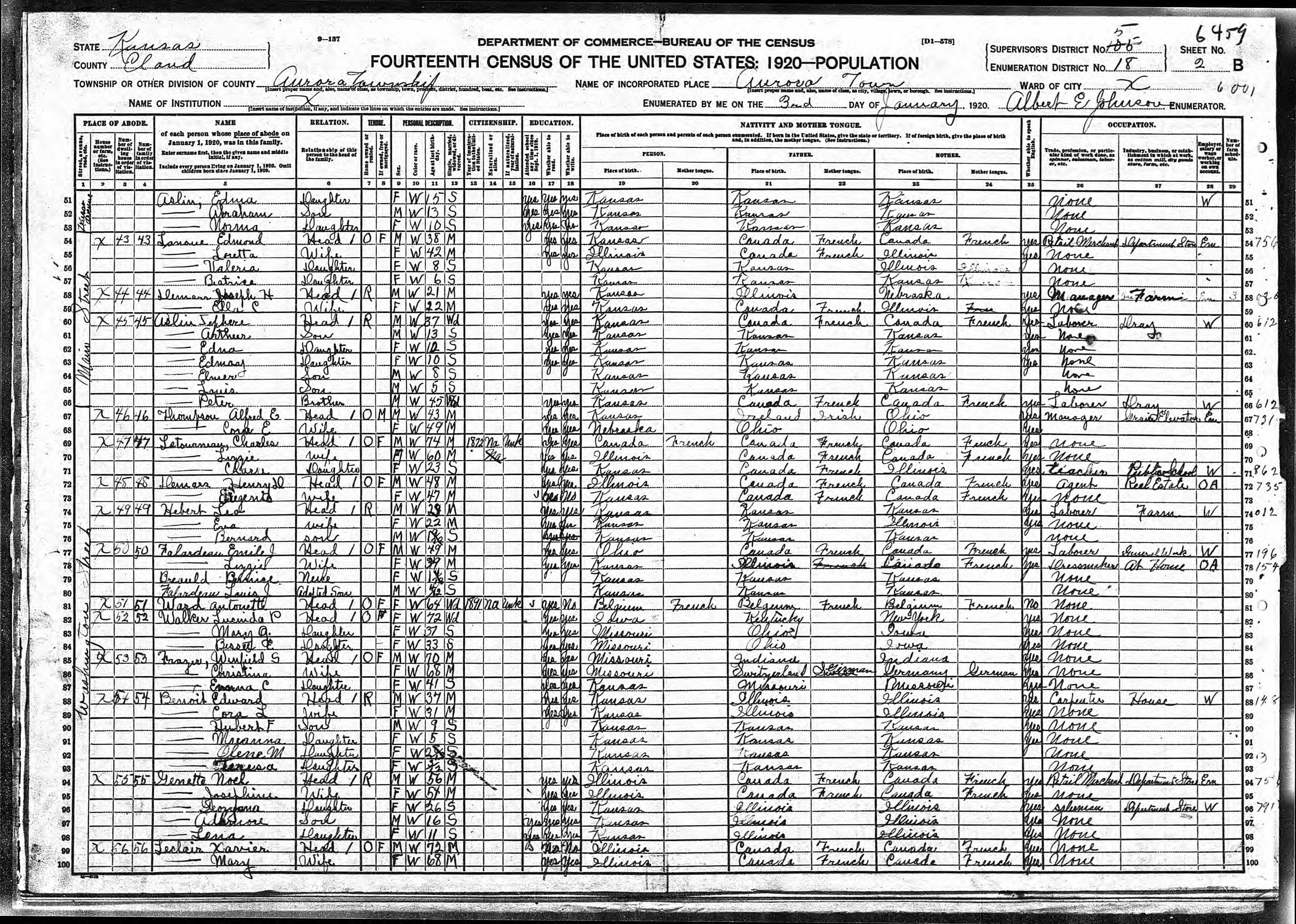 Recensement fédéral américain 1920