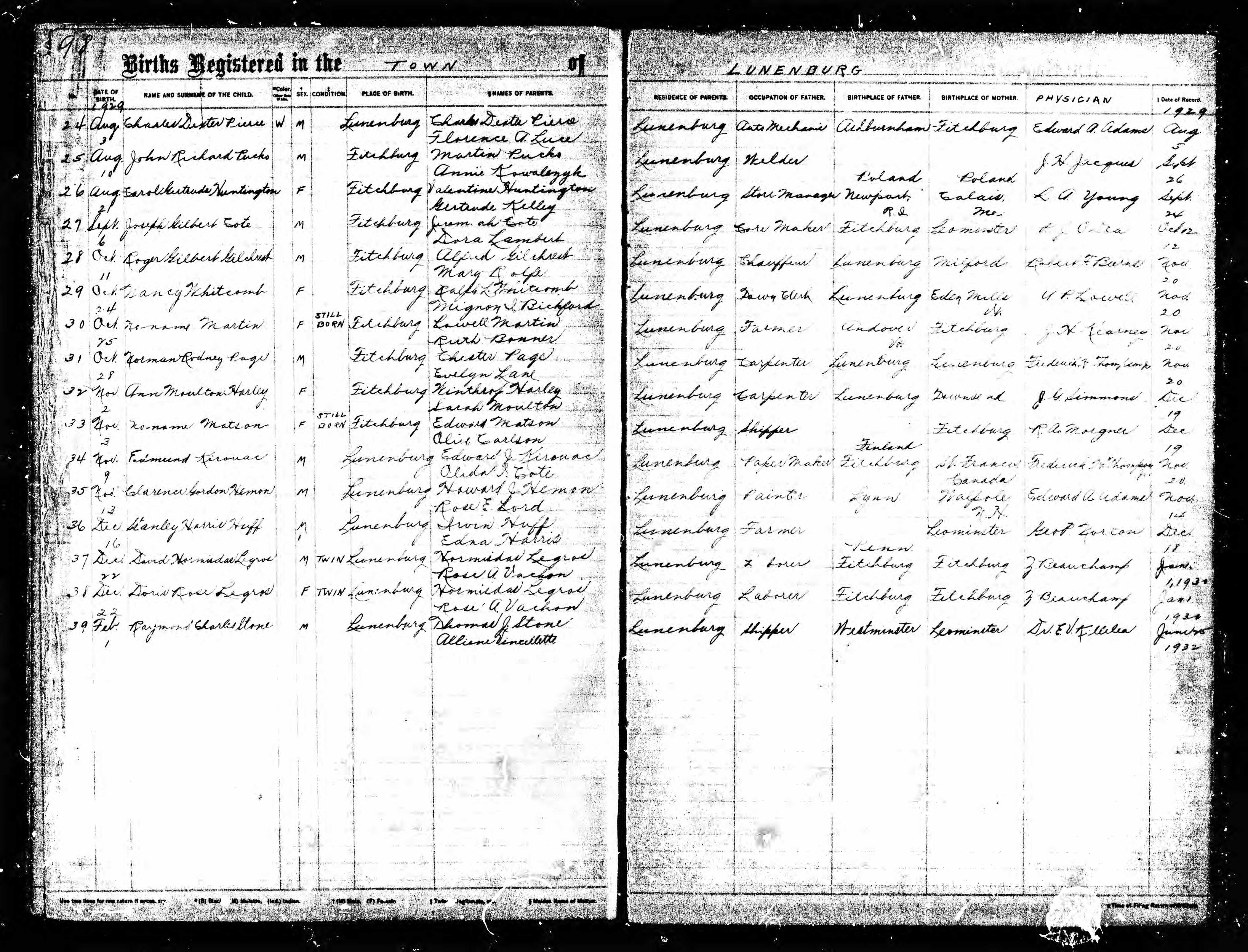 Enregistrement de la naissance