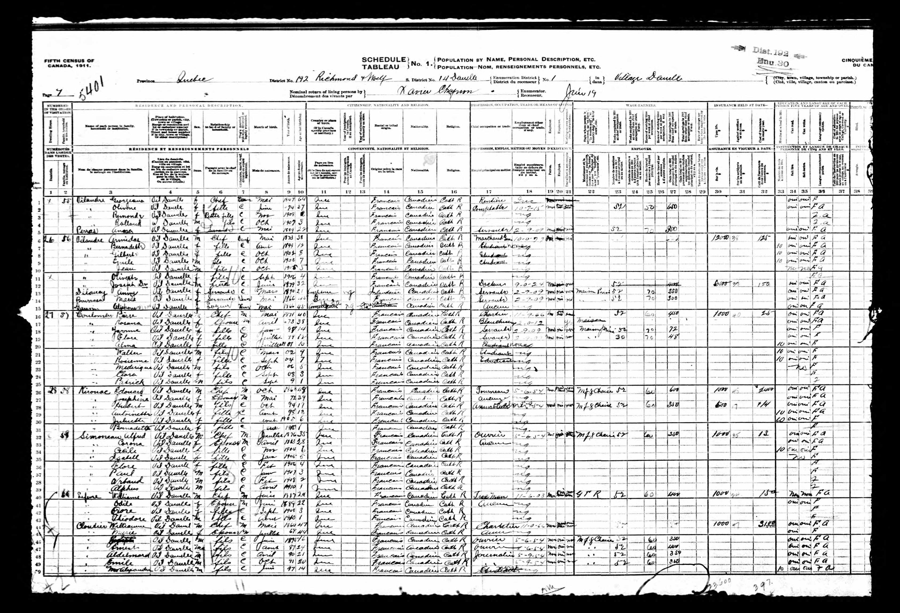 Recensement canadien 1911 Recensement canadien 1911