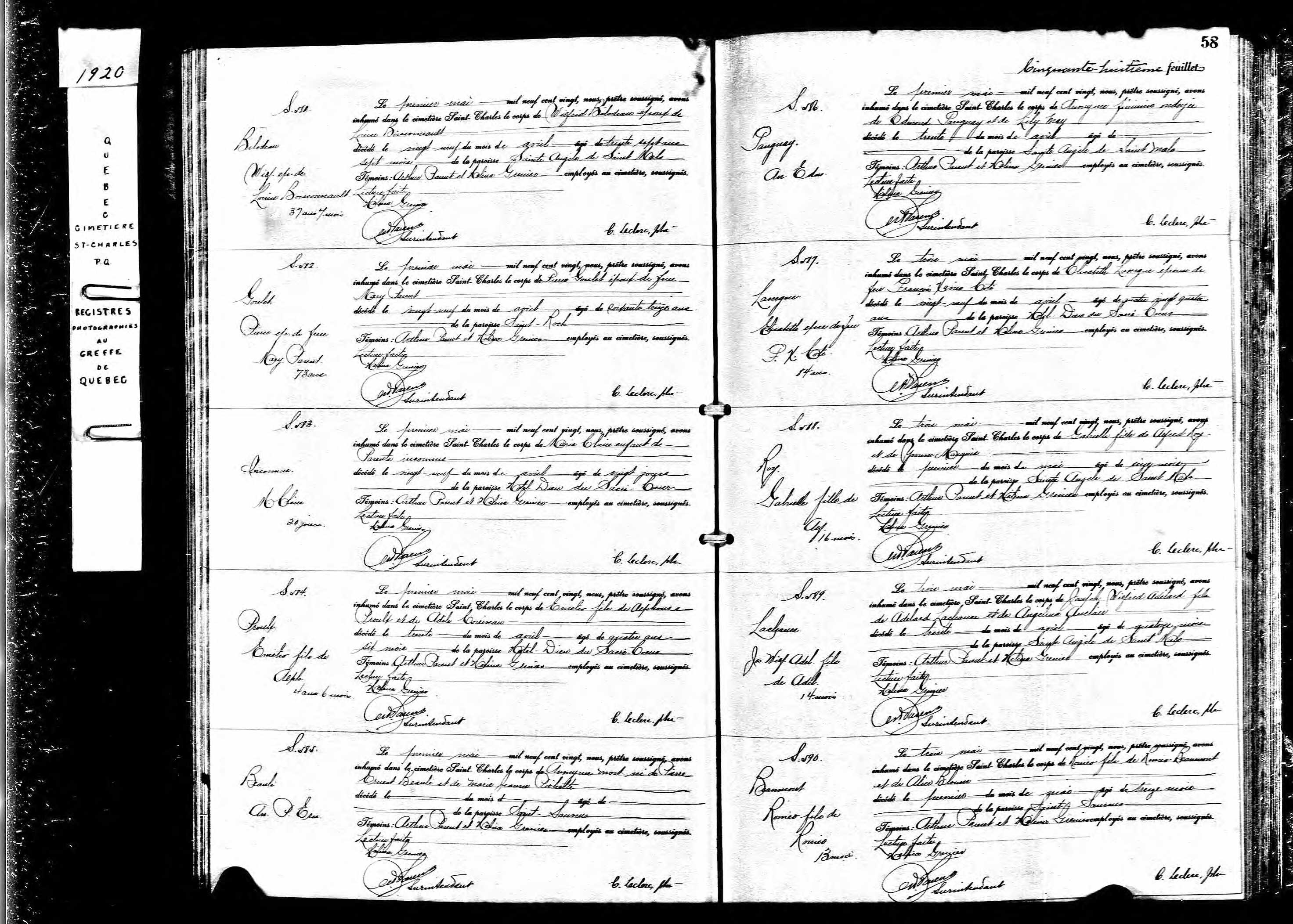 Acte de sépulture
