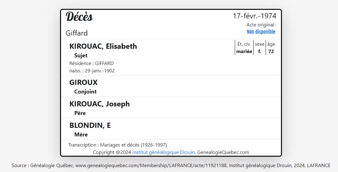 Mention du décès