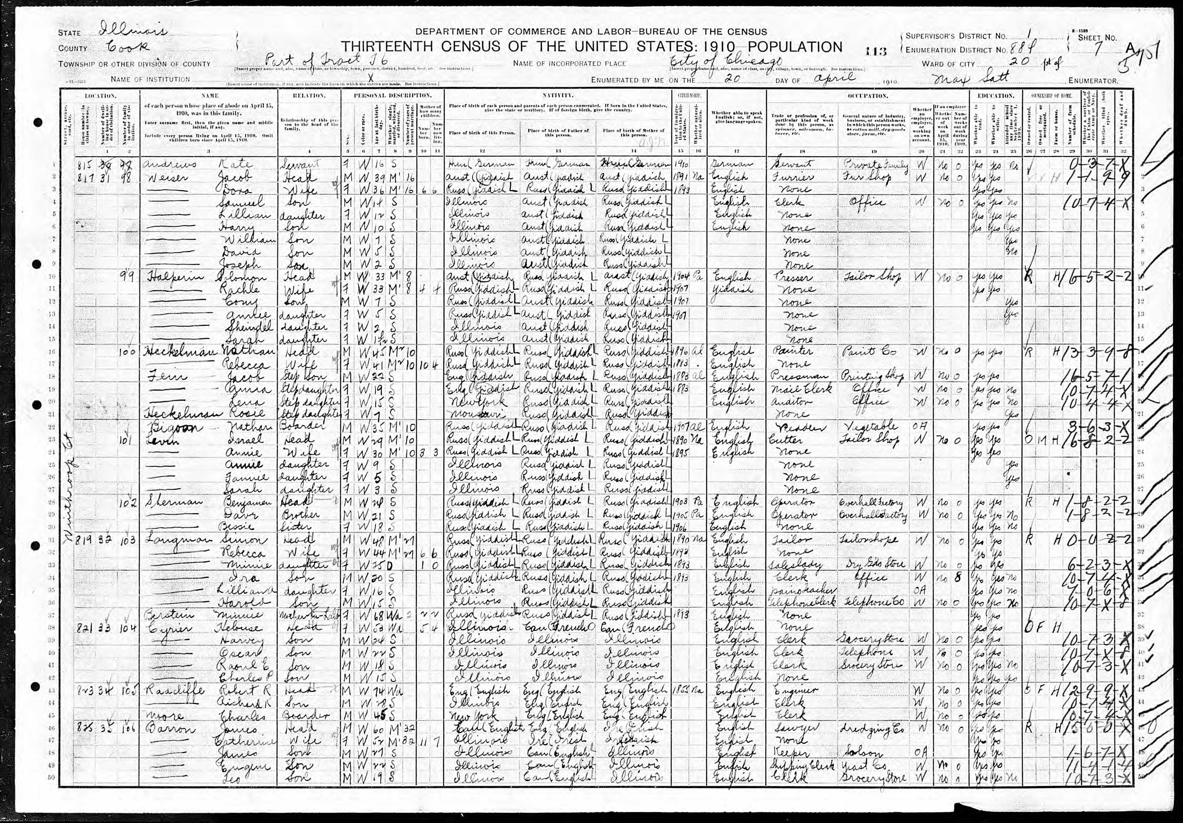 Recensement fédéral américain 1910