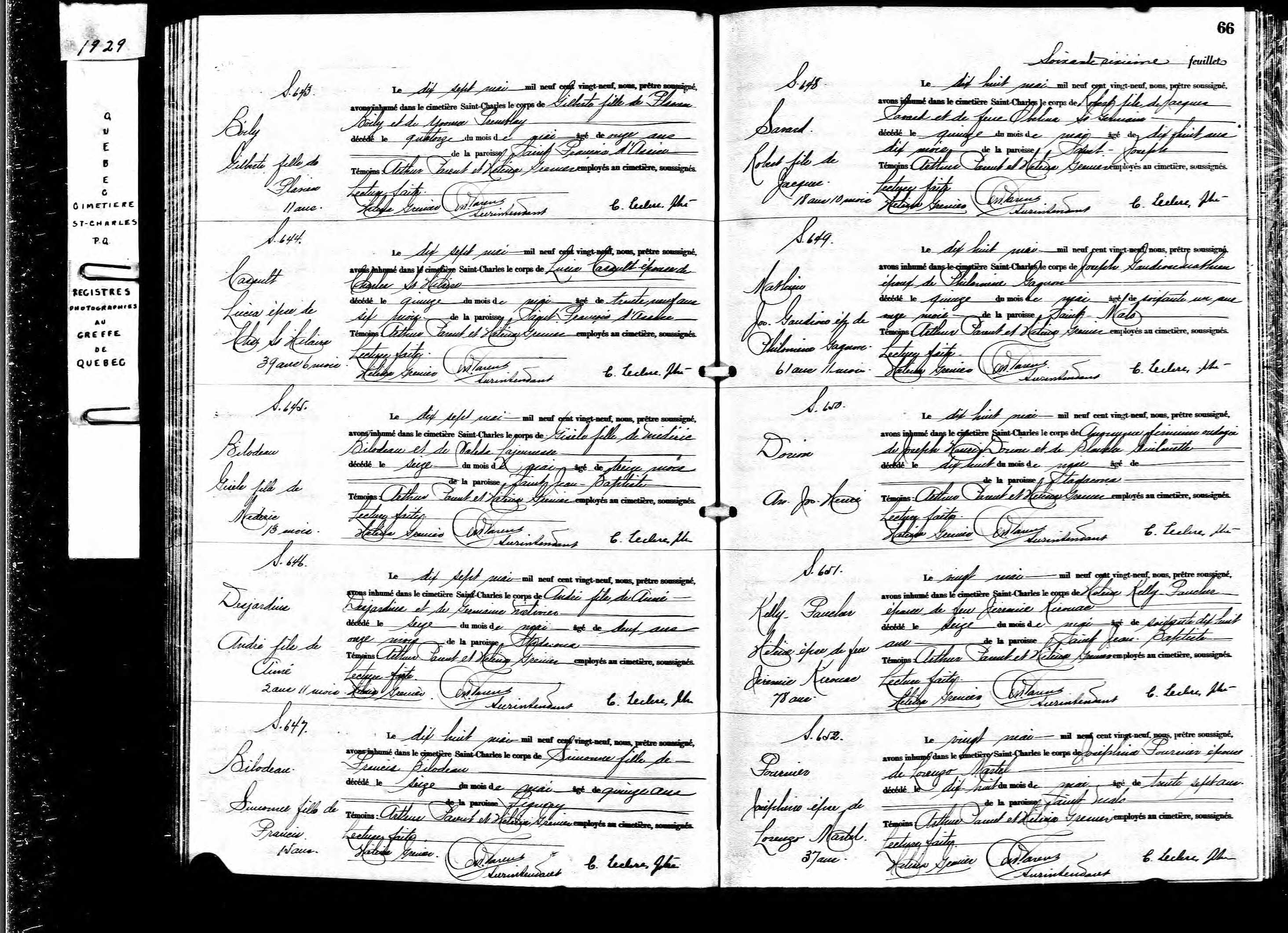 Acte de sépulture