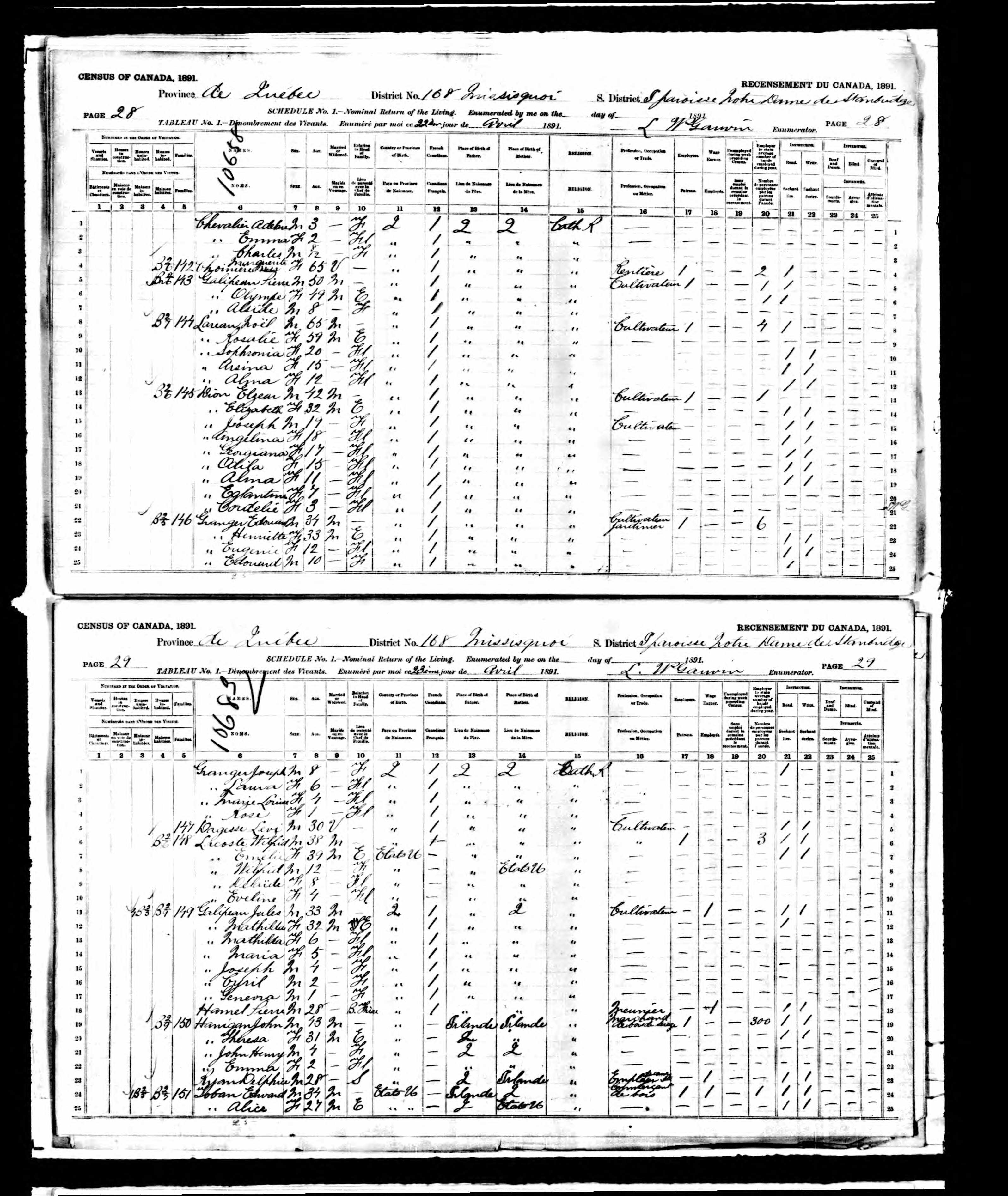 Recensement canadien 1891