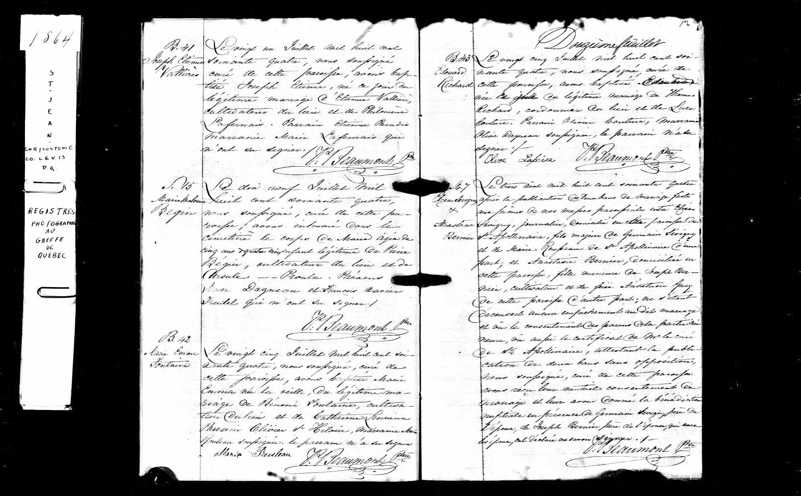 Acte de mariage en premières noces