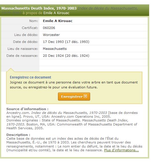 Mention de la date de naissance et de décès