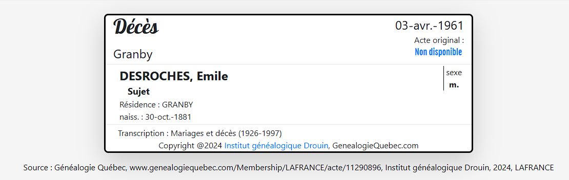 Mention du décès
