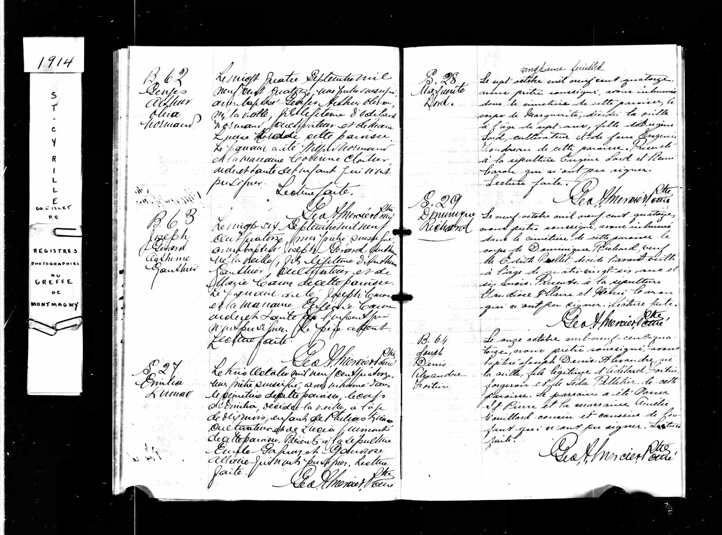 Acte de sépulture