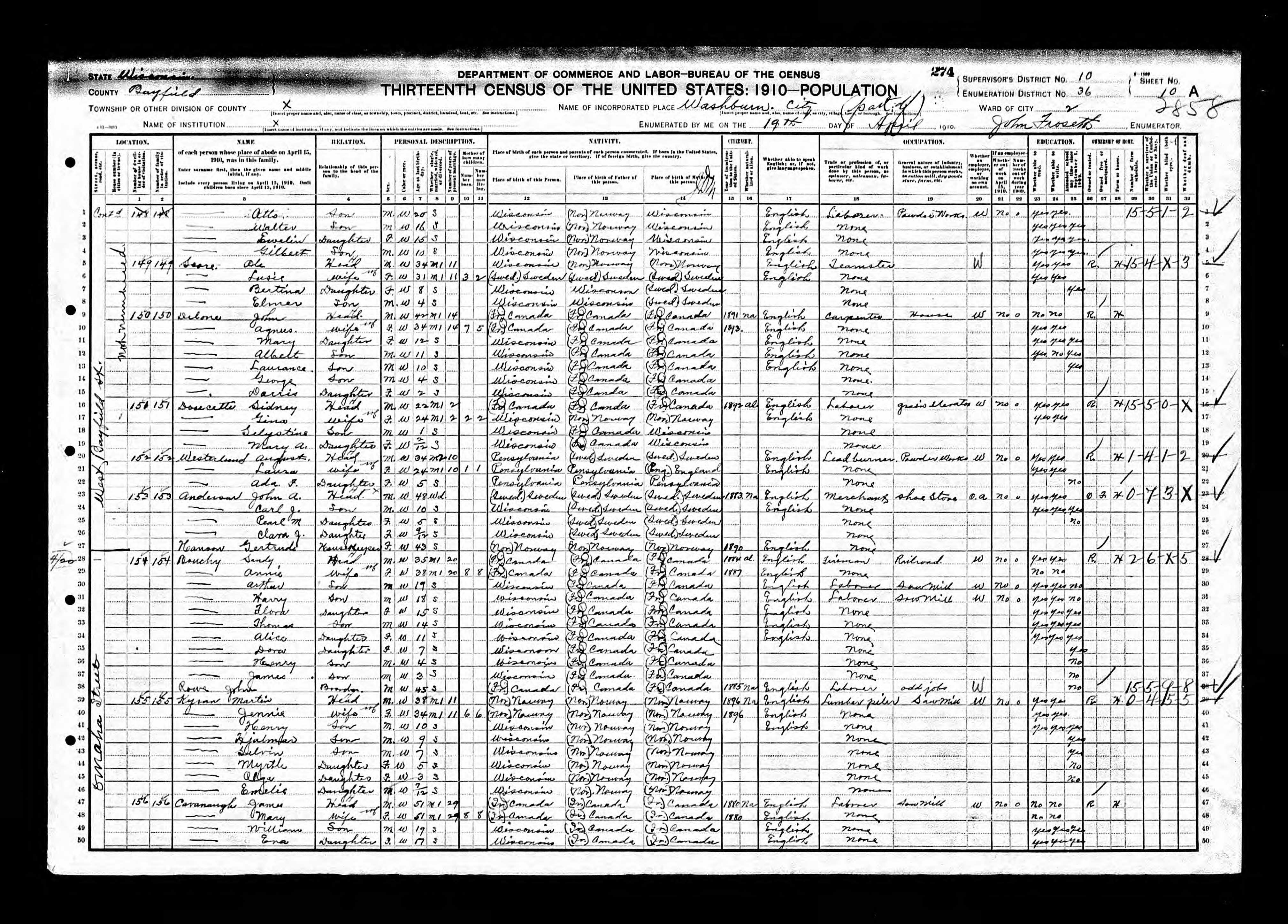 Recensement fédéral américain 1910