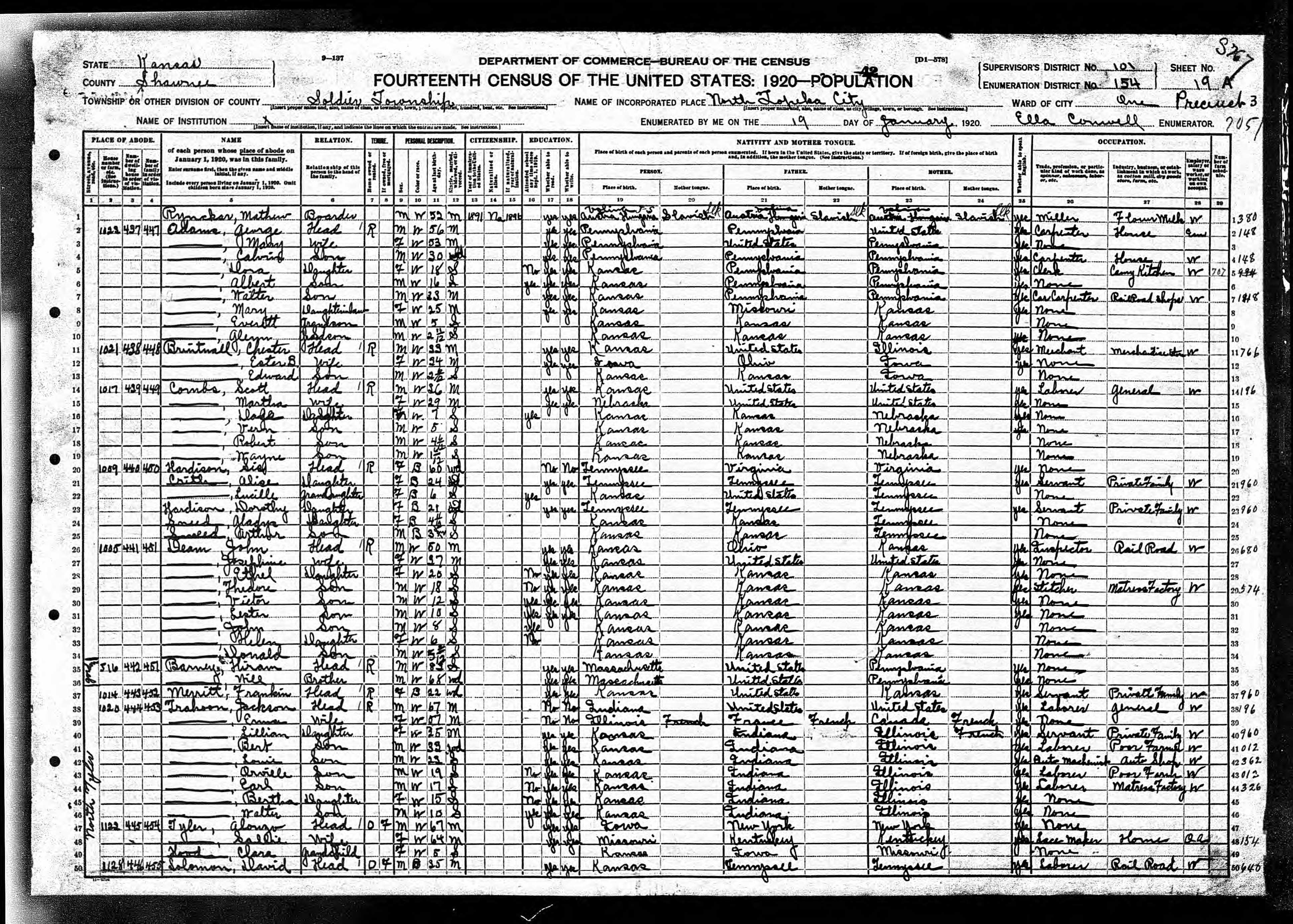 Recensement fédéral américain 1920