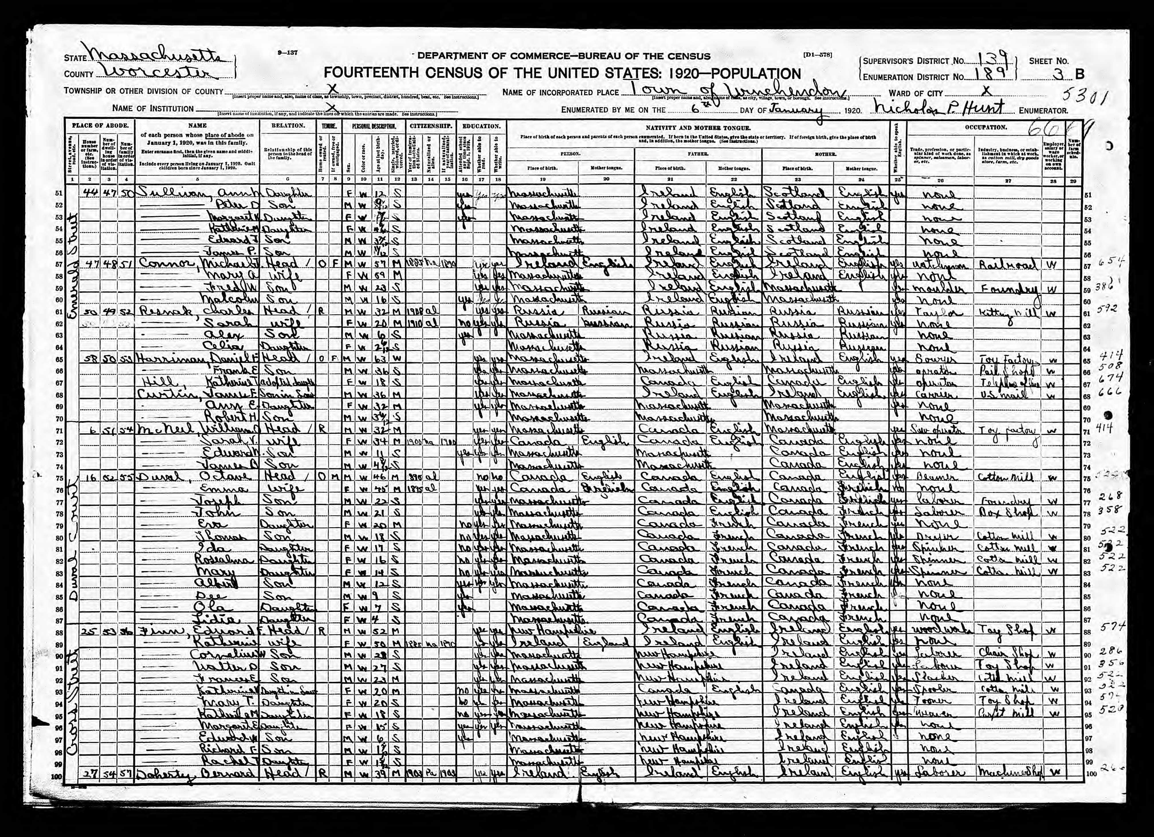 Recensement fédéral américain 1920