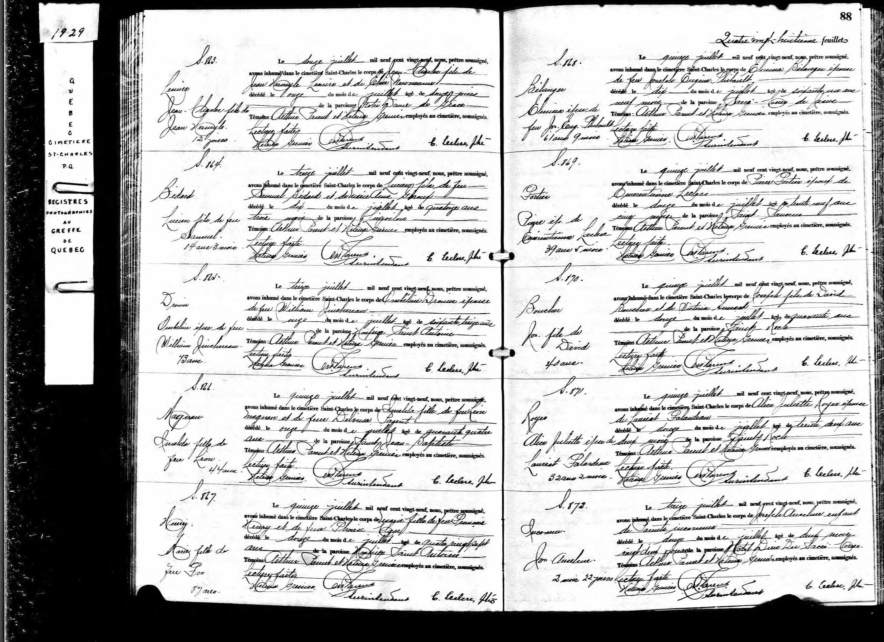 Acte de sépulture Acte de sépulture