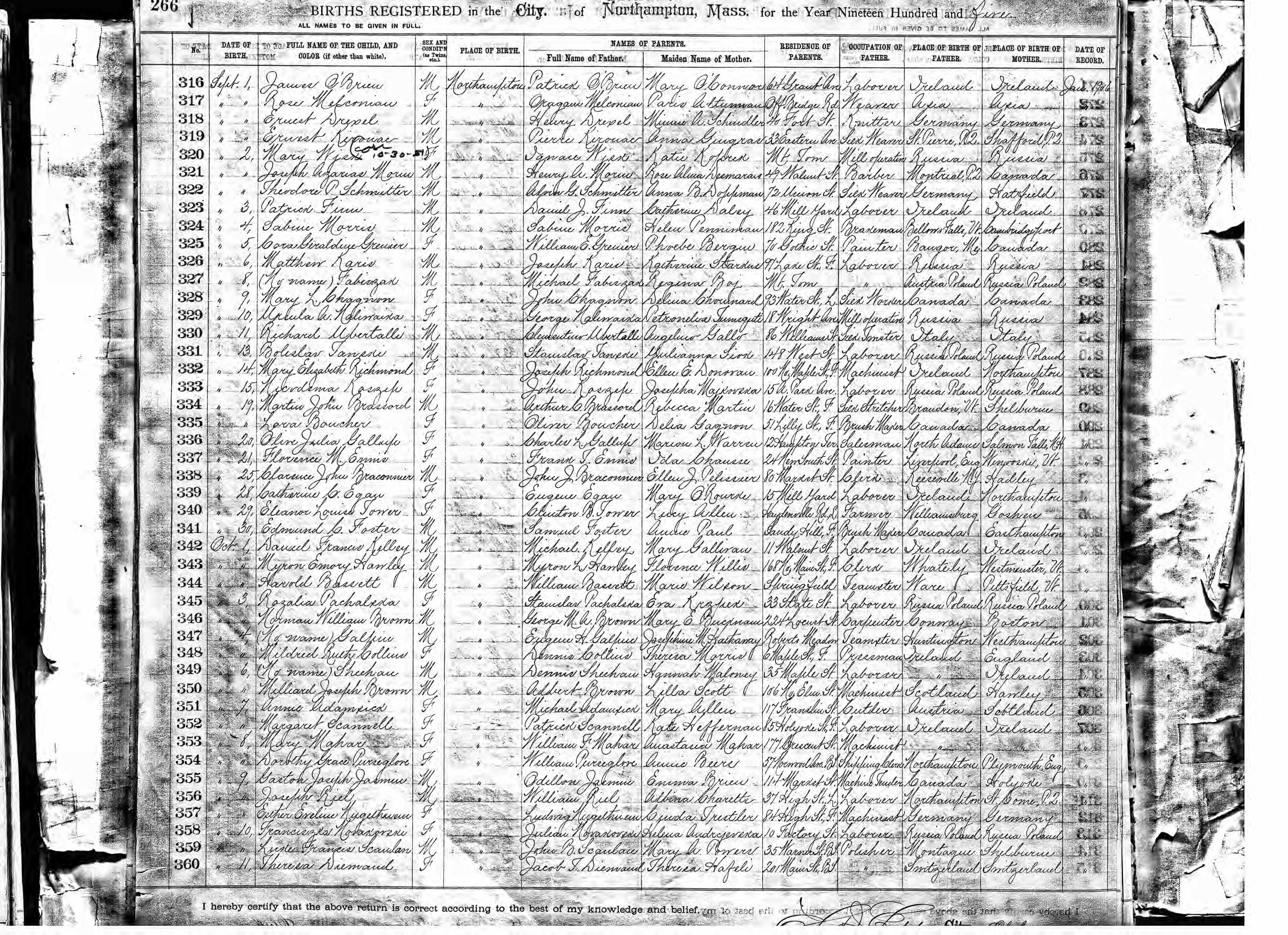 Enregistrement de la naissance