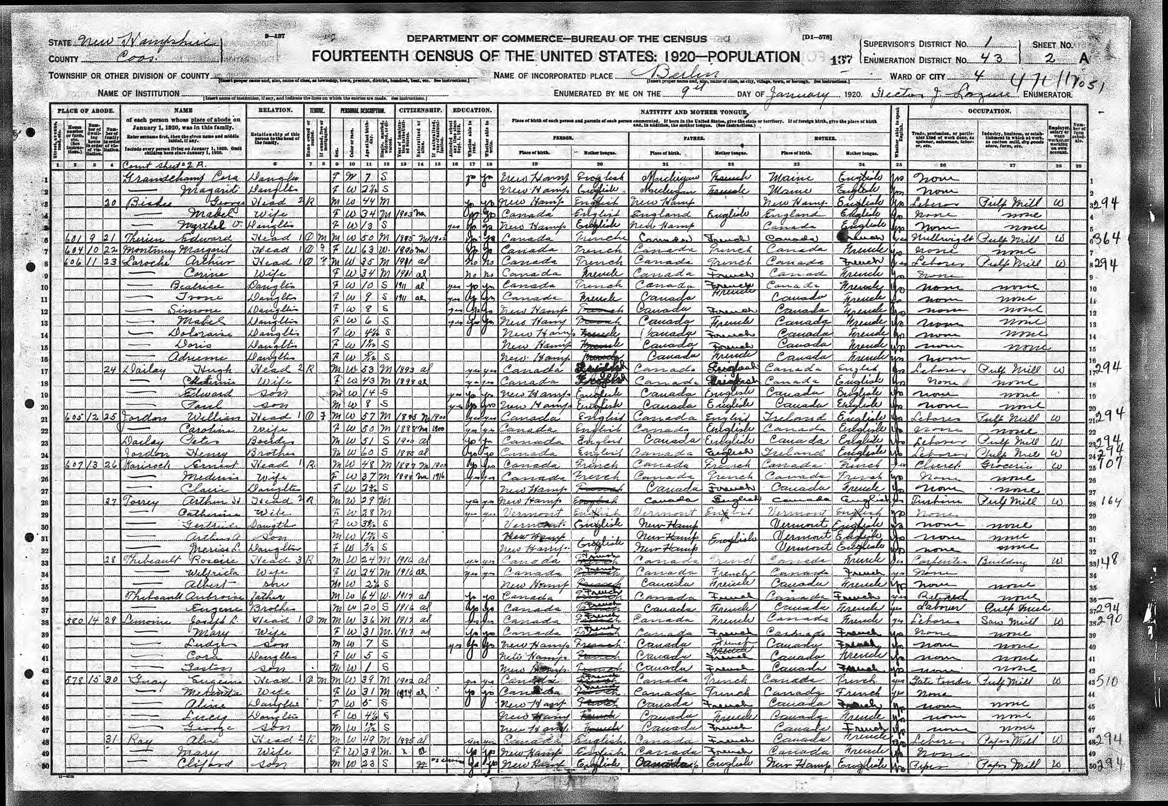 Recensement fédéral américain 1920