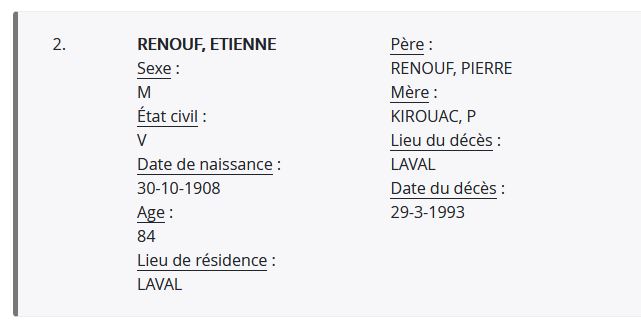 Mention du décès