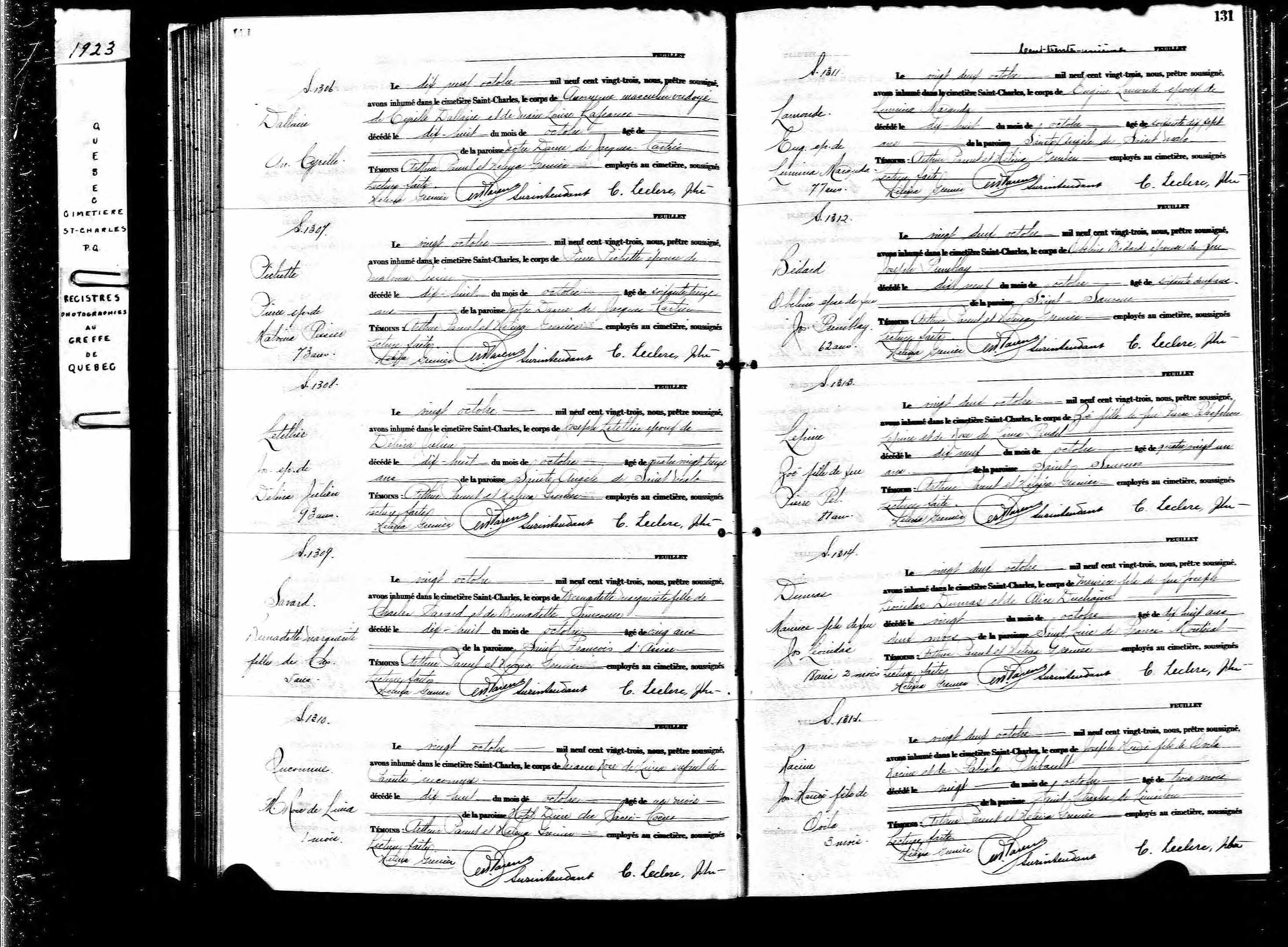 Acte de sépulture