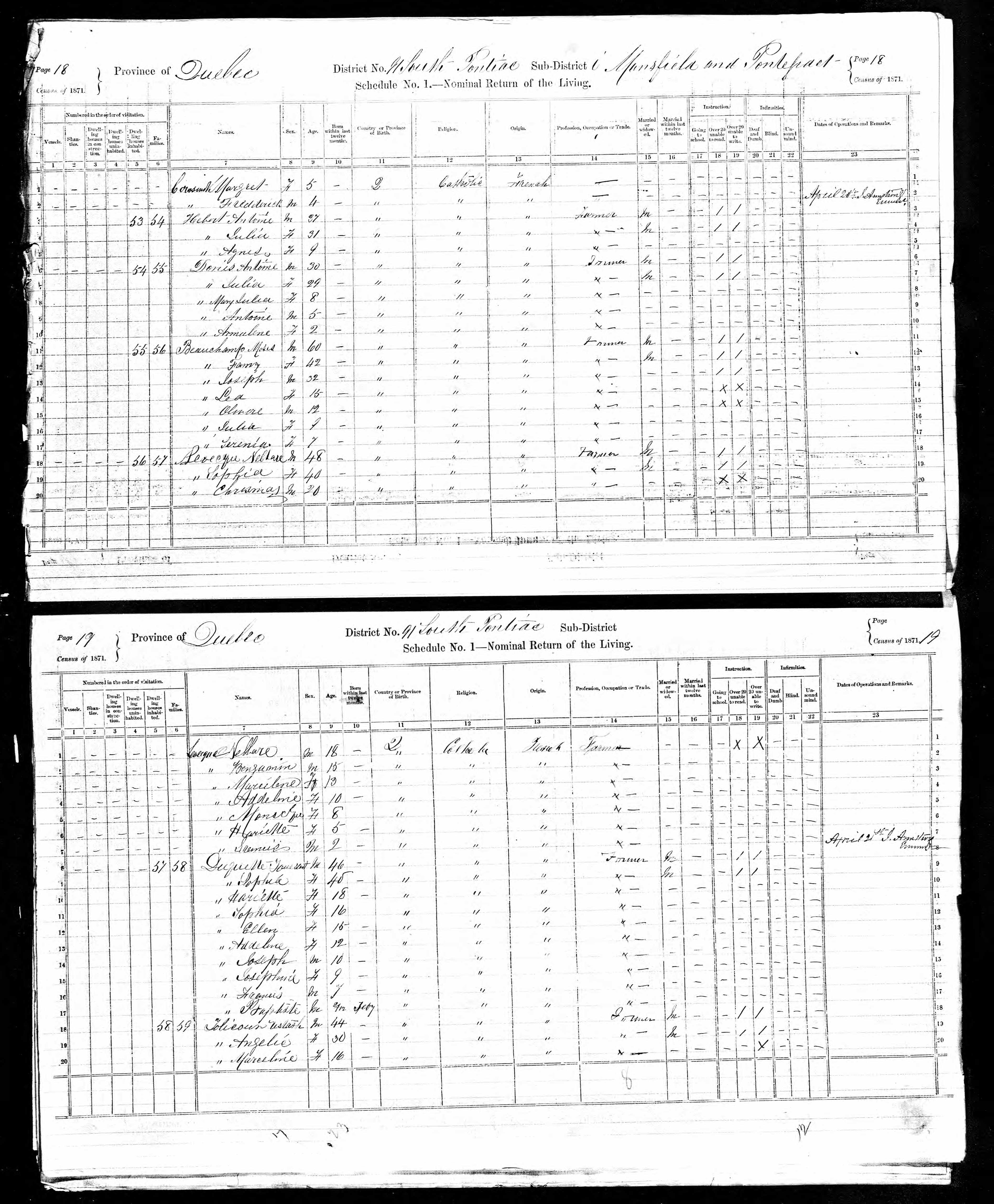 Recensement canadien 1871