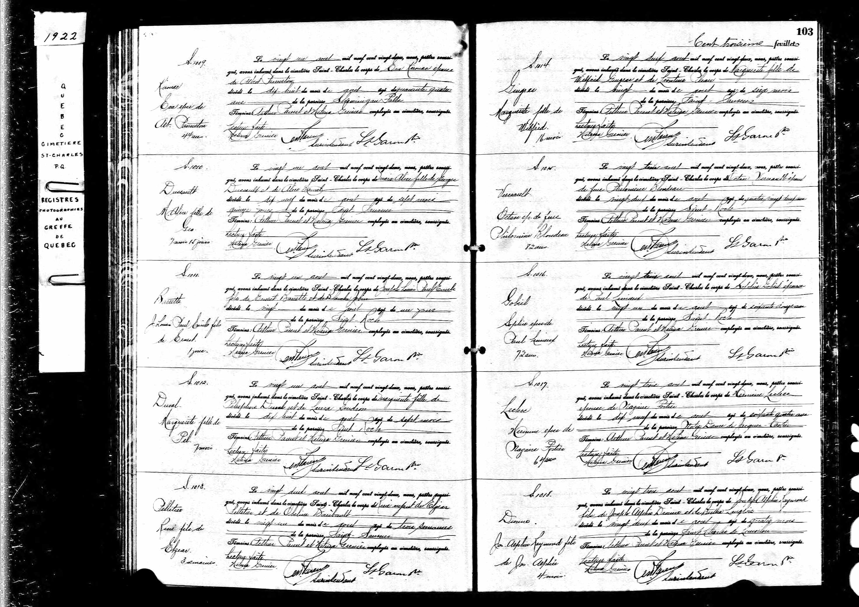 Acte de sépulture