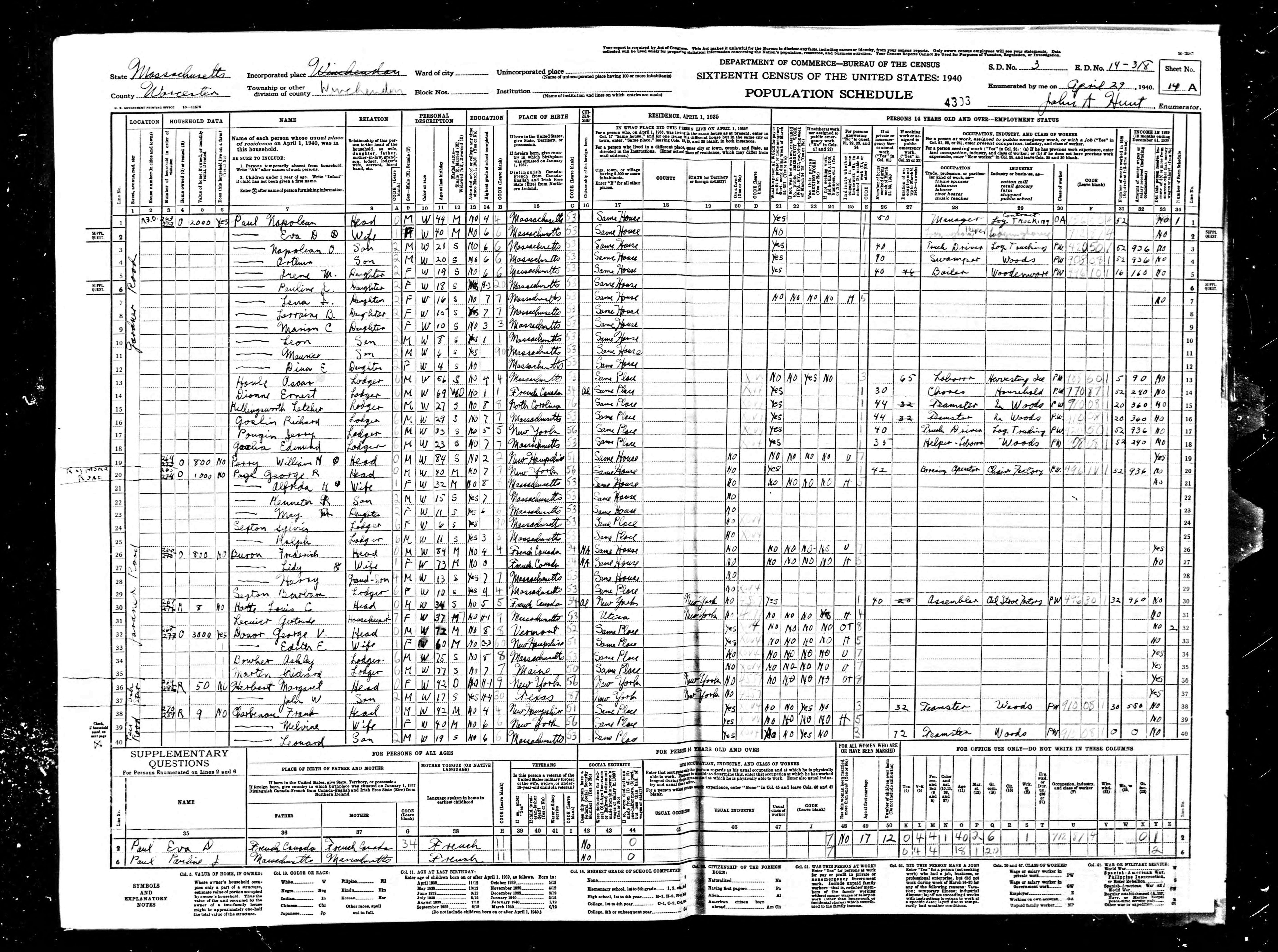 Recensement fédéral américain 1940