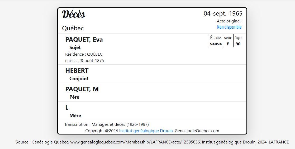 Mention du décès