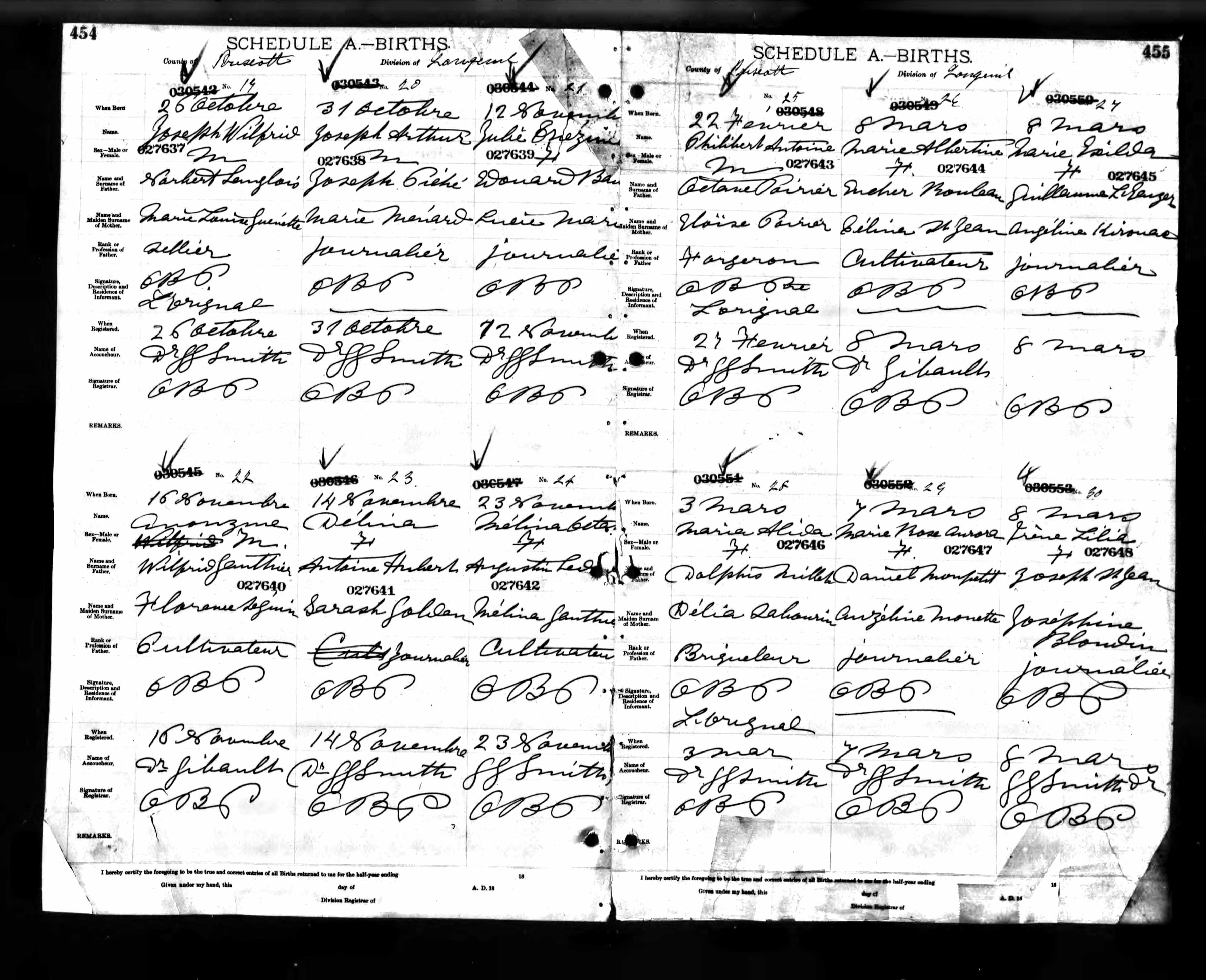 Enregistrement de la naissance