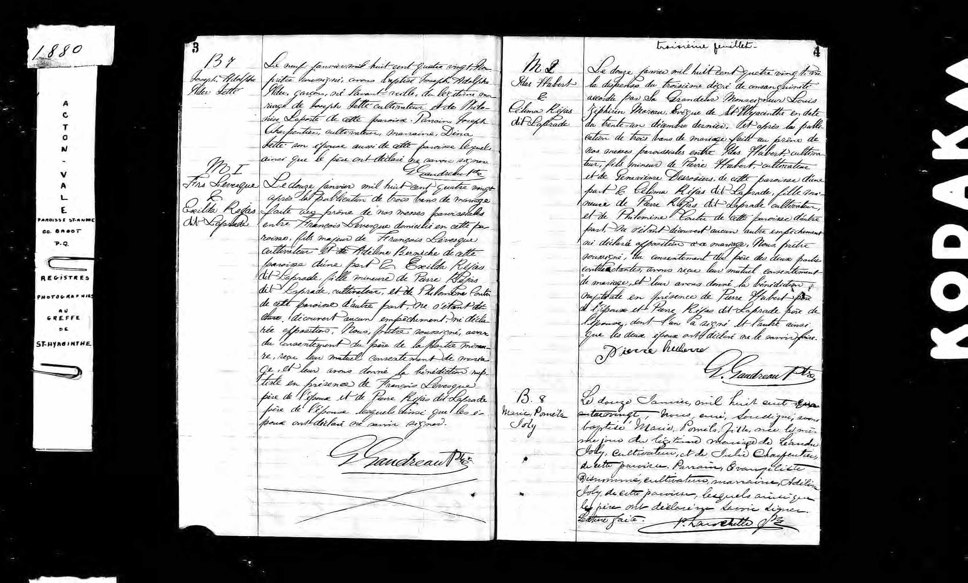 Acte de mariage en premières noces