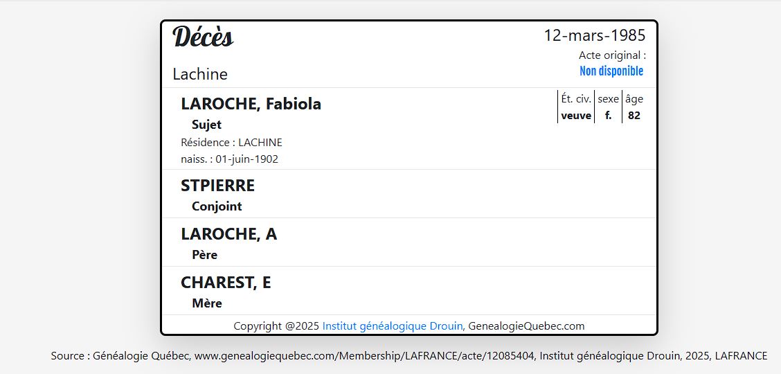 Mention du décès