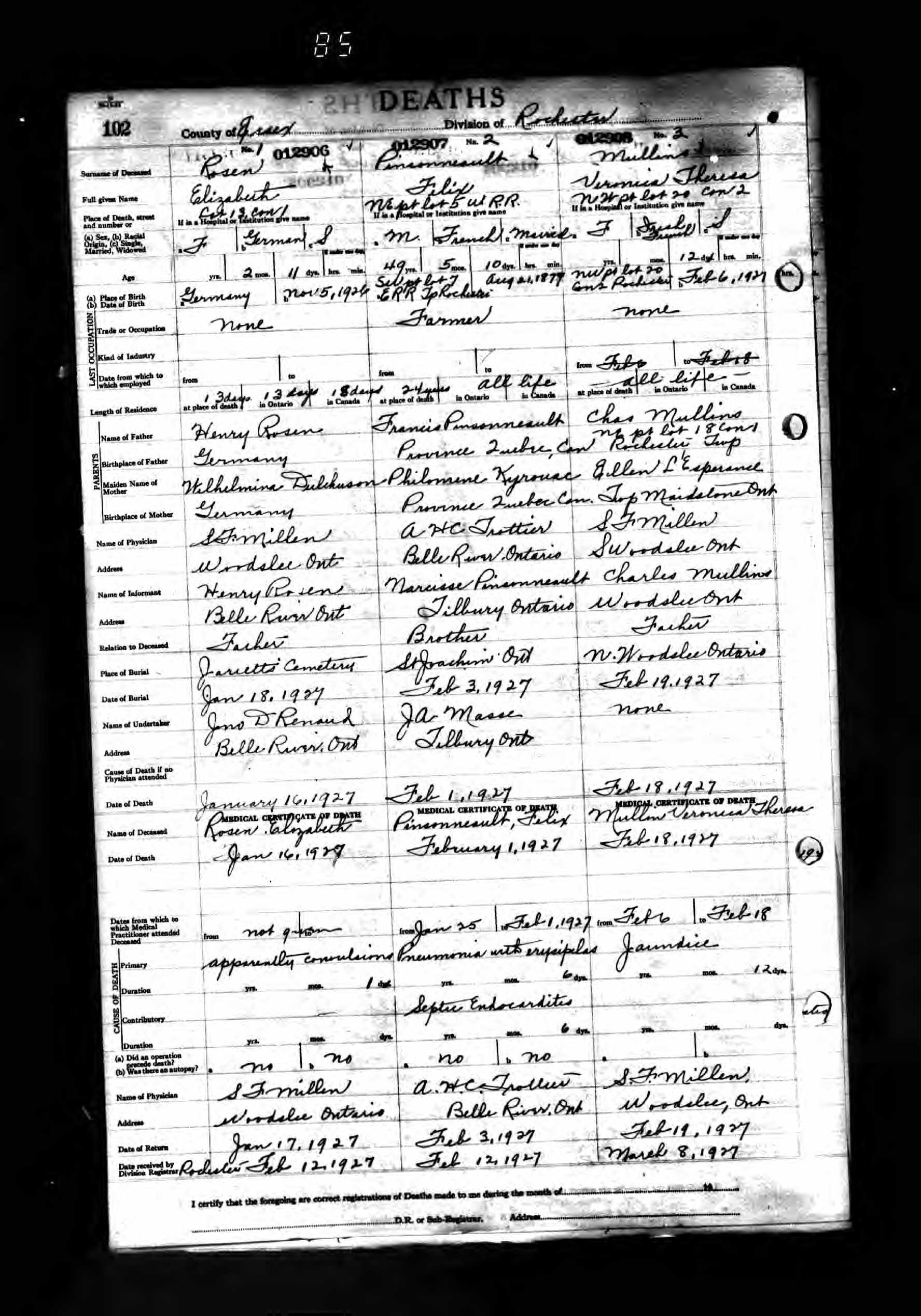 Enregistrement du décès
