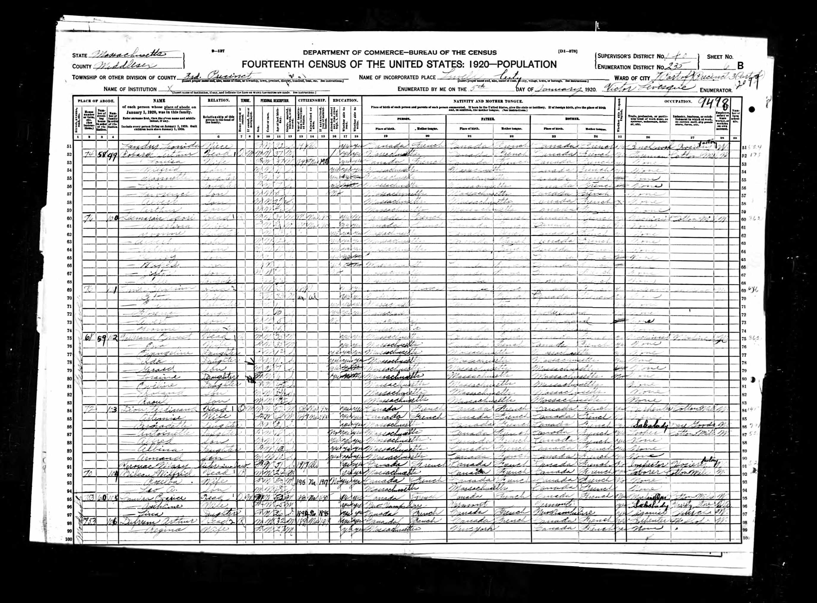 Recensement fédéral américain 1920