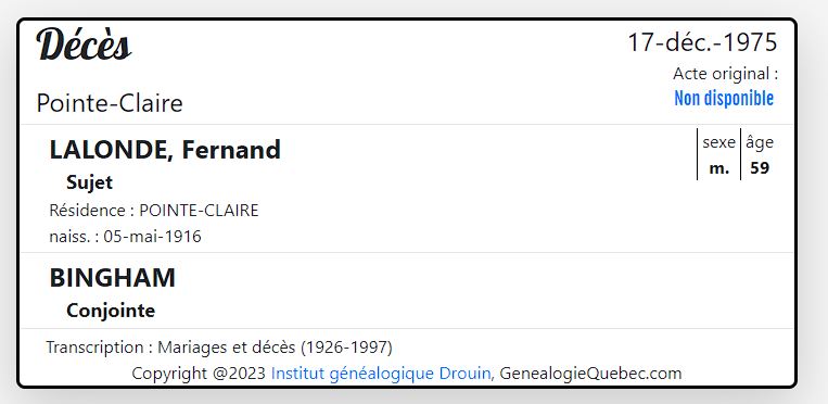 Mention du décès