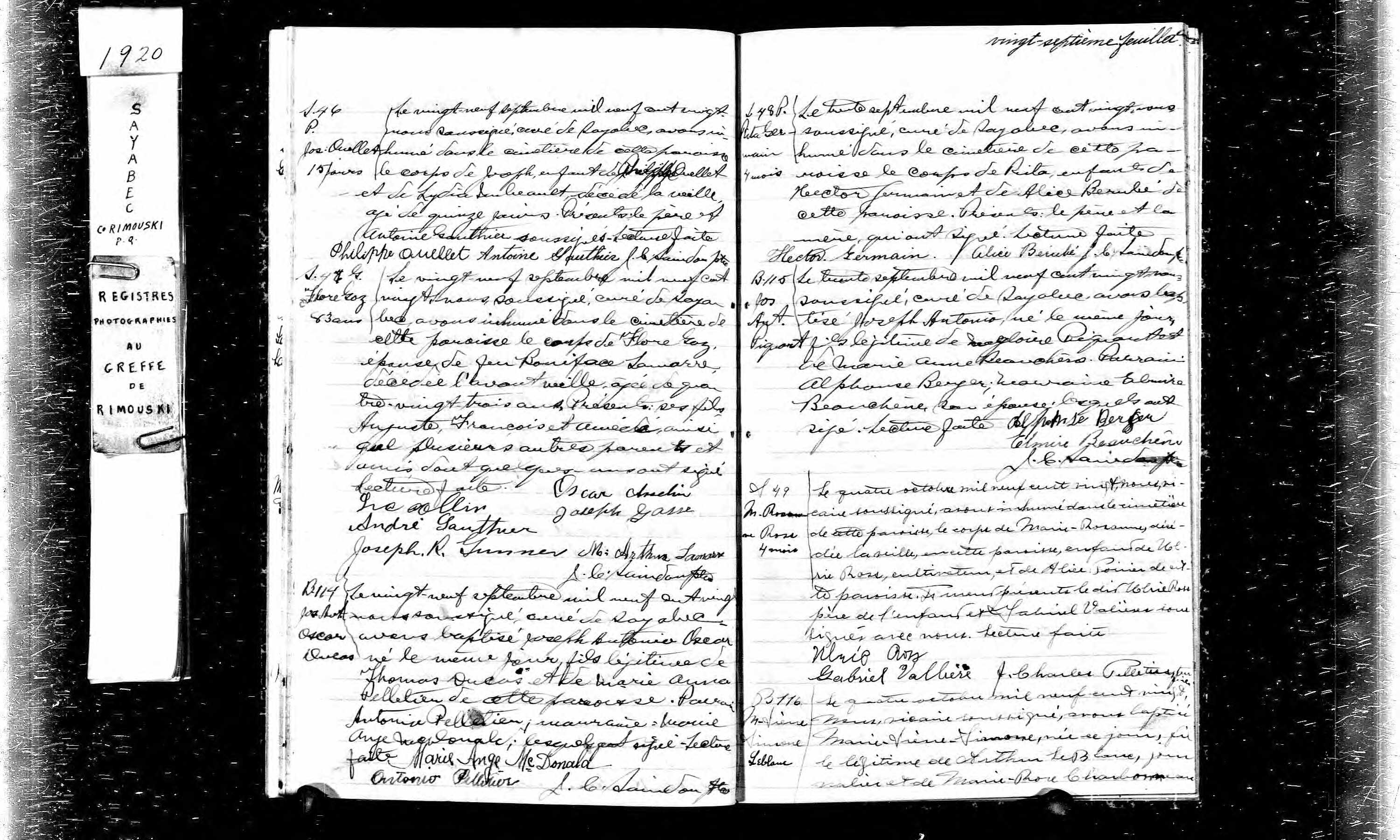 Acte de sépulture Acte de sépulture