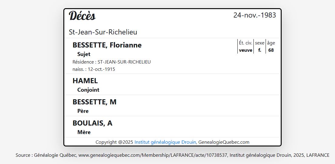 Mention du décès