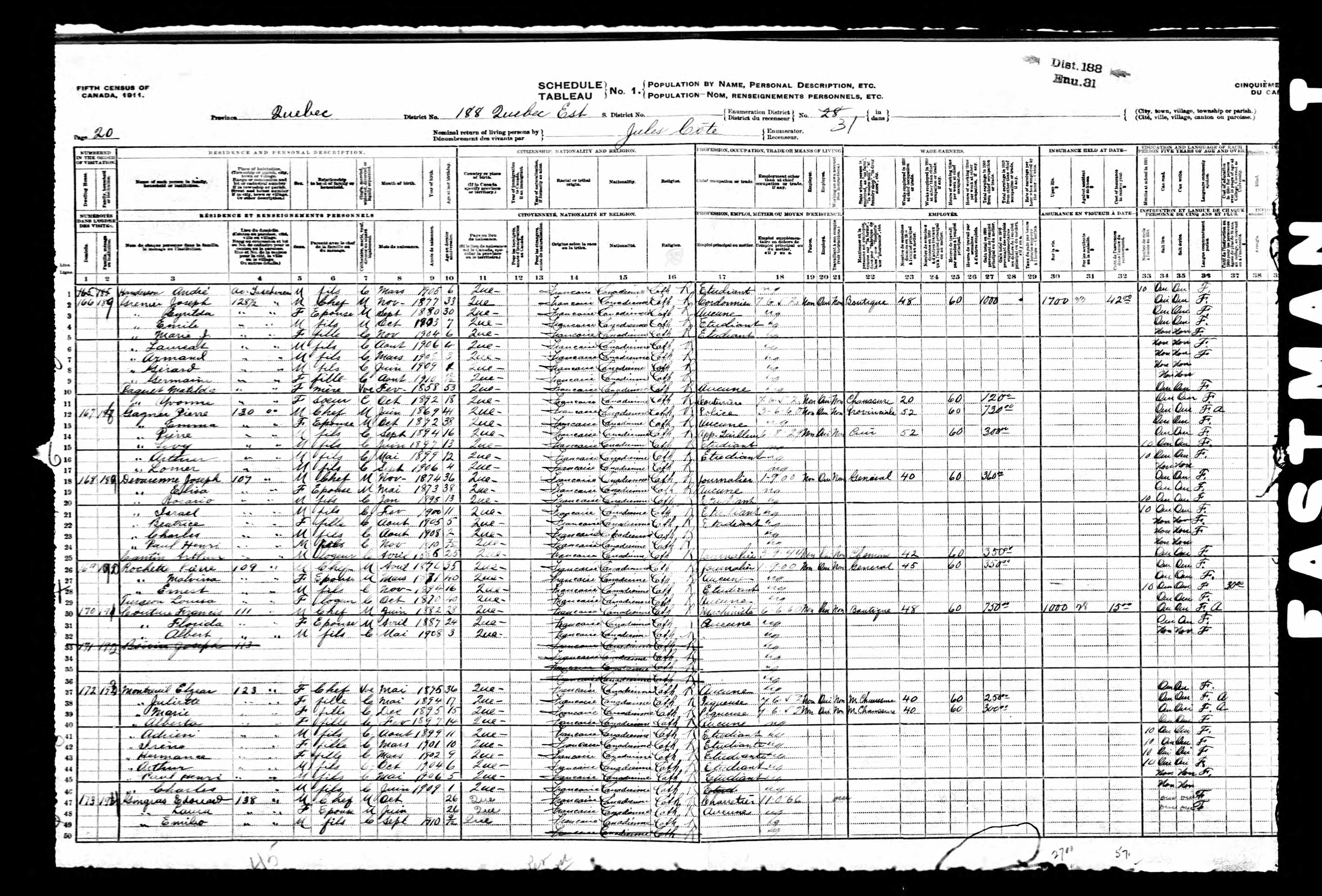 Recensement canadien 1911