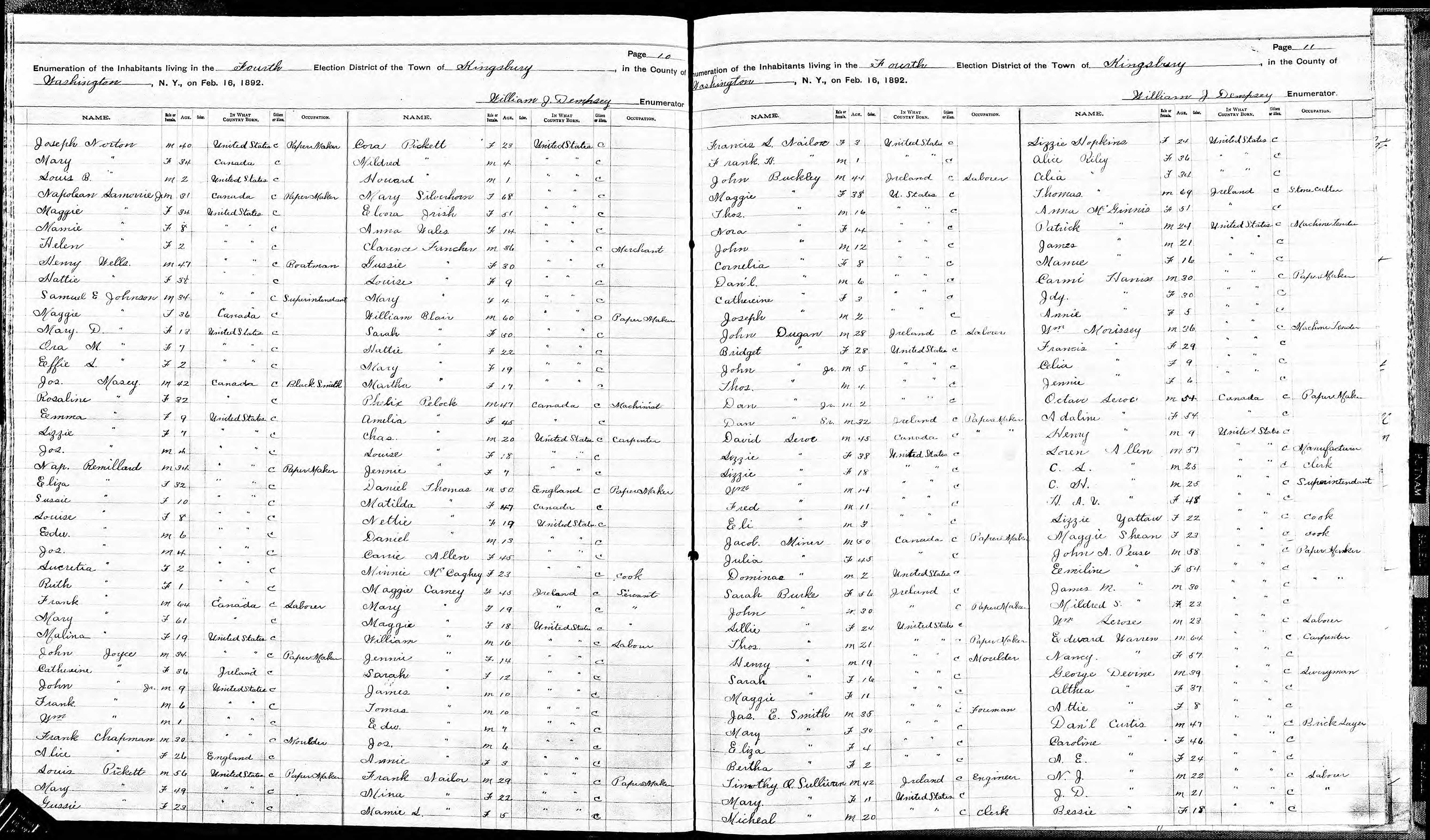 Recensement de l'État de New York 1892